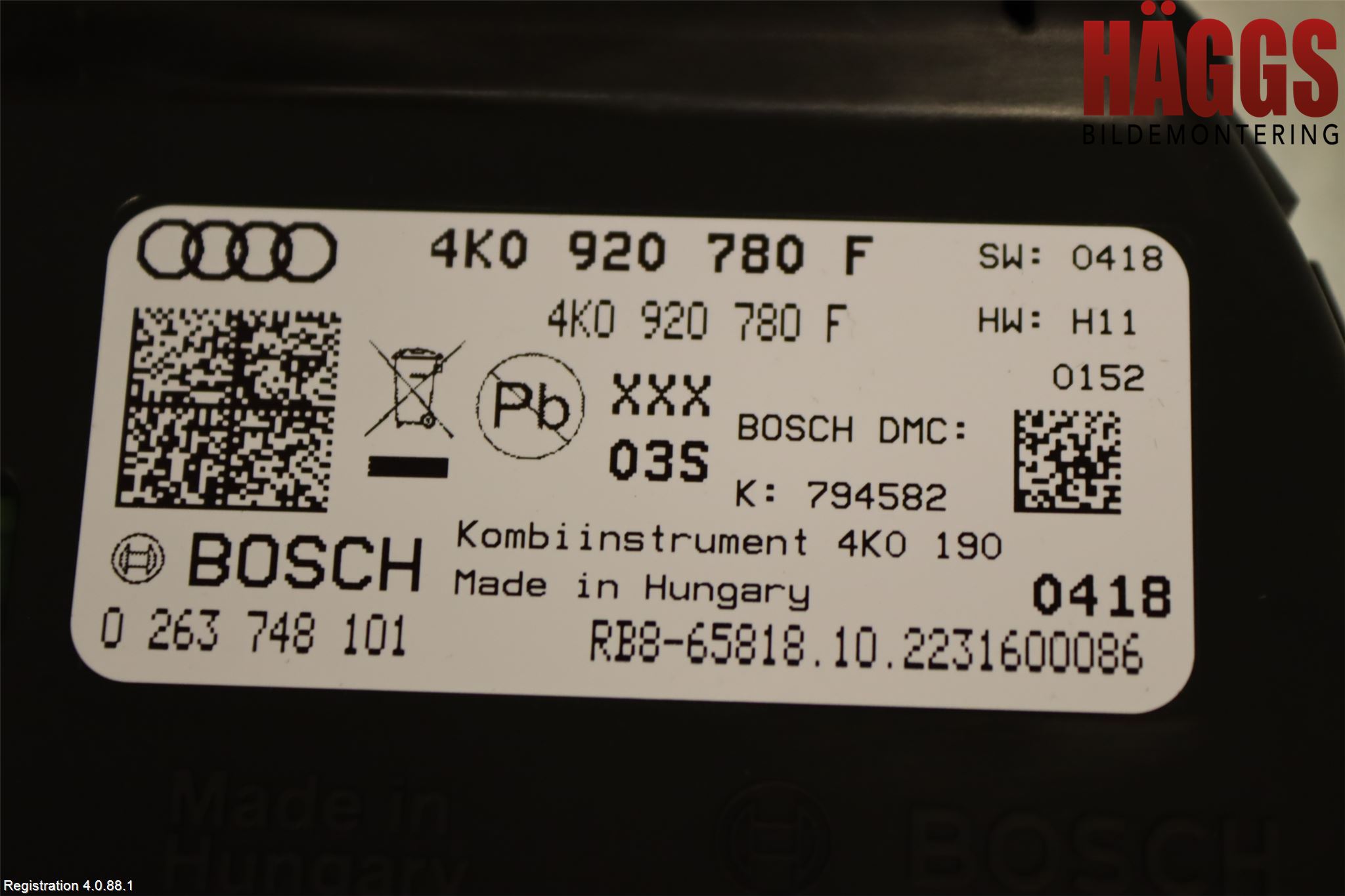 Audi A7 Sportback 4K 18- Instrument Komb