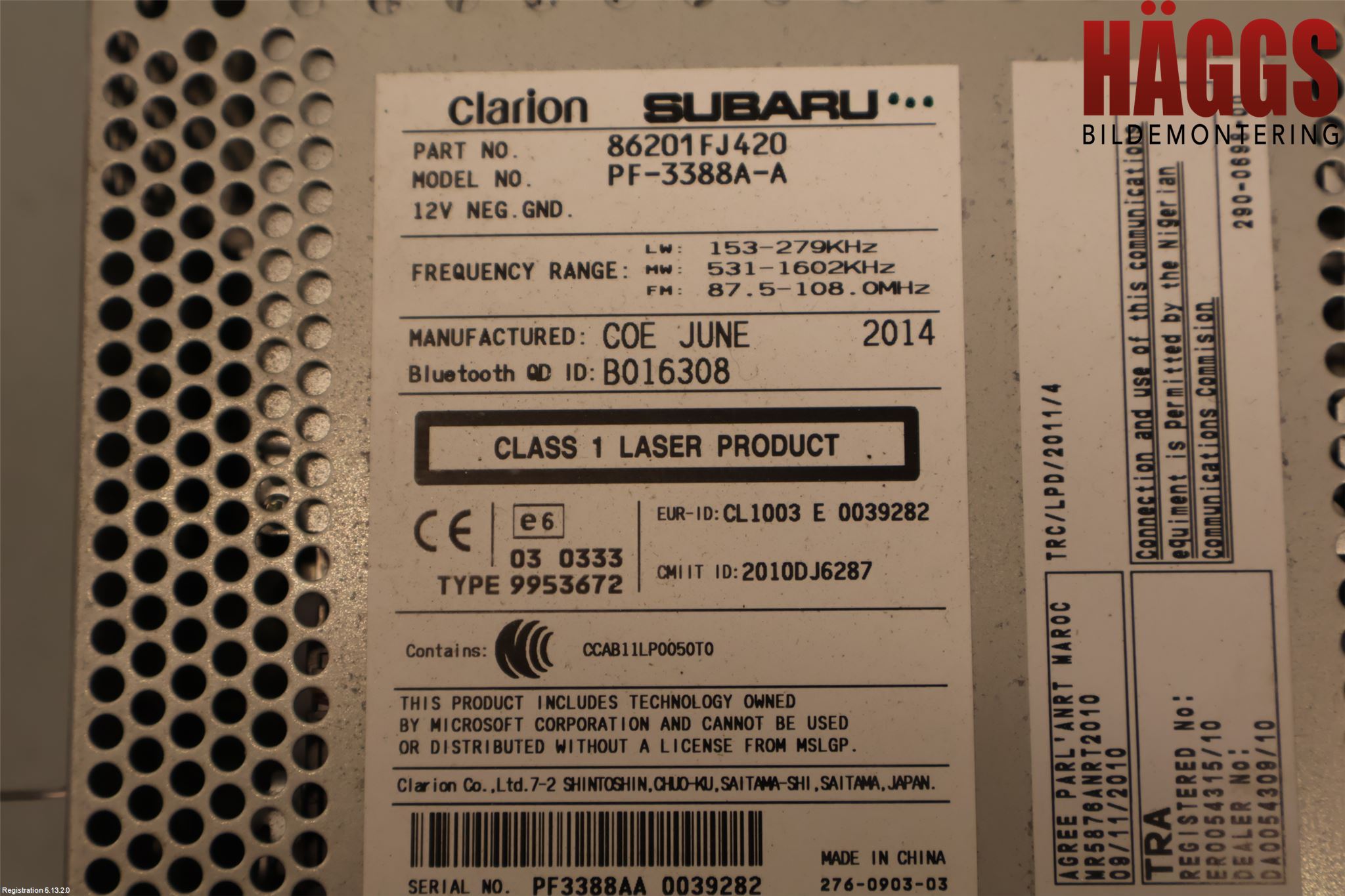 Subaru XV 12-17 Cd Radio - Multimediapanel