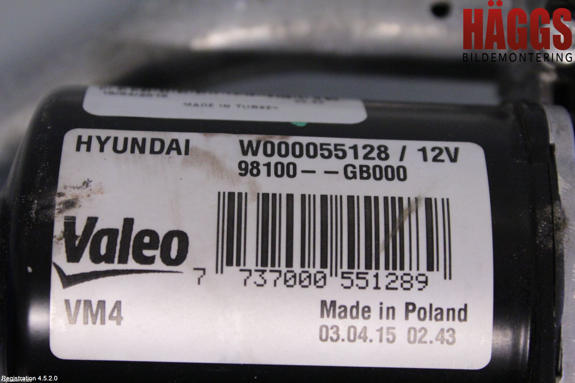 Hyundai i20 GB 15-20 Torkarmotor Vindruta