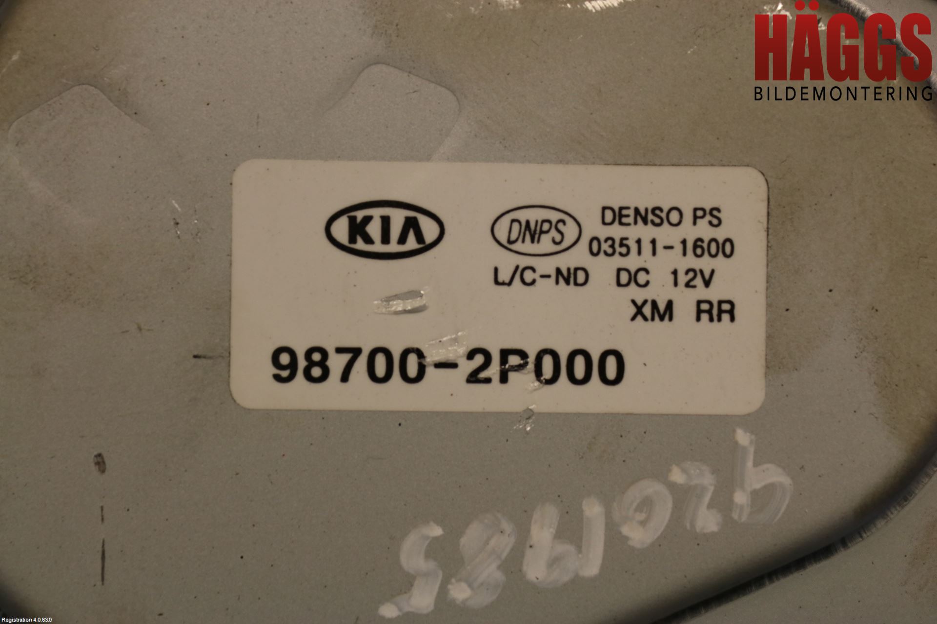 Kia SORENTO 10-14 Torkarmotor Baklucka