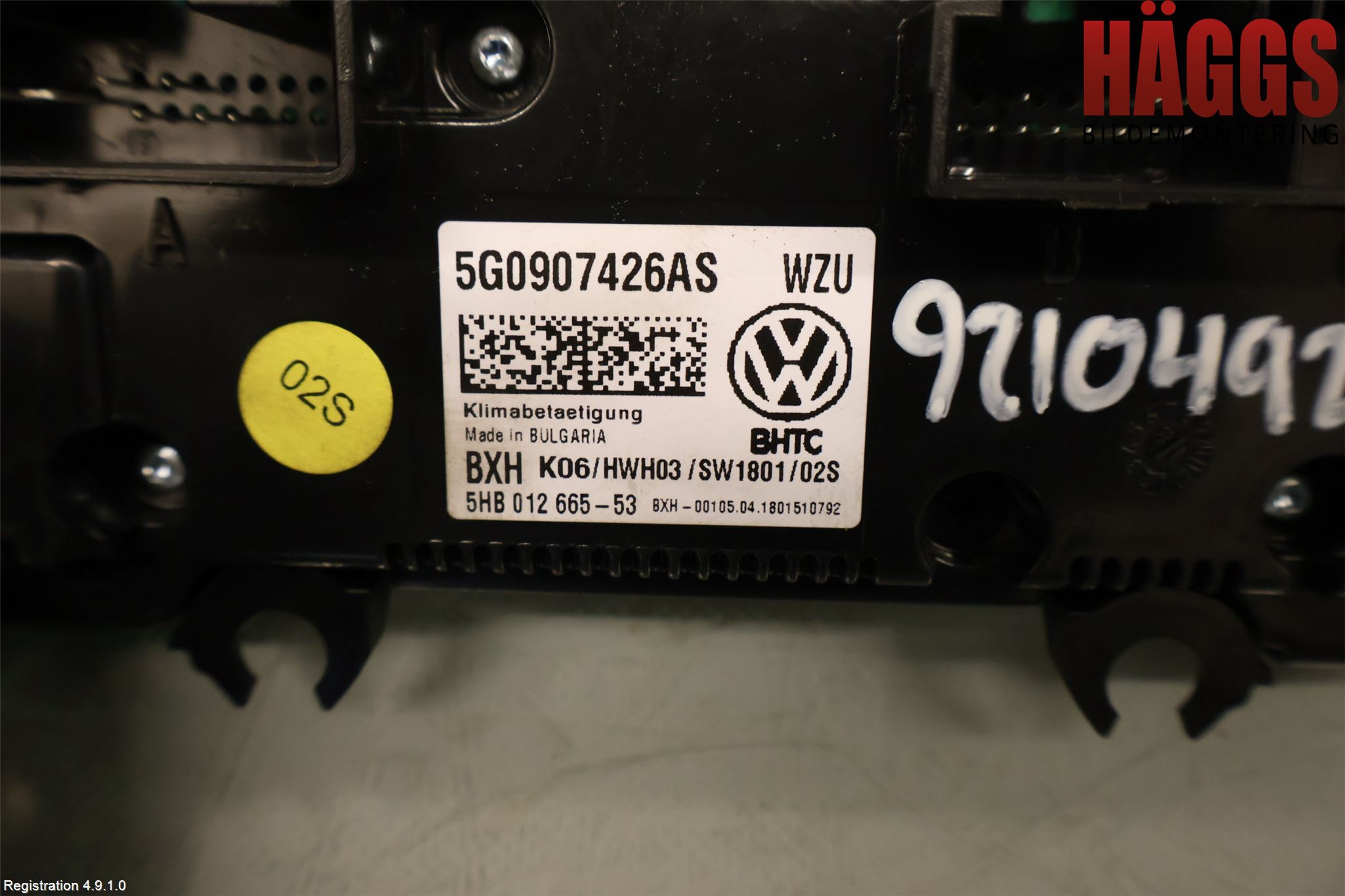 Volkswagen VW GOLF / E-GOLF VII 13-20 Ac Styrenhet Ac Manöveren