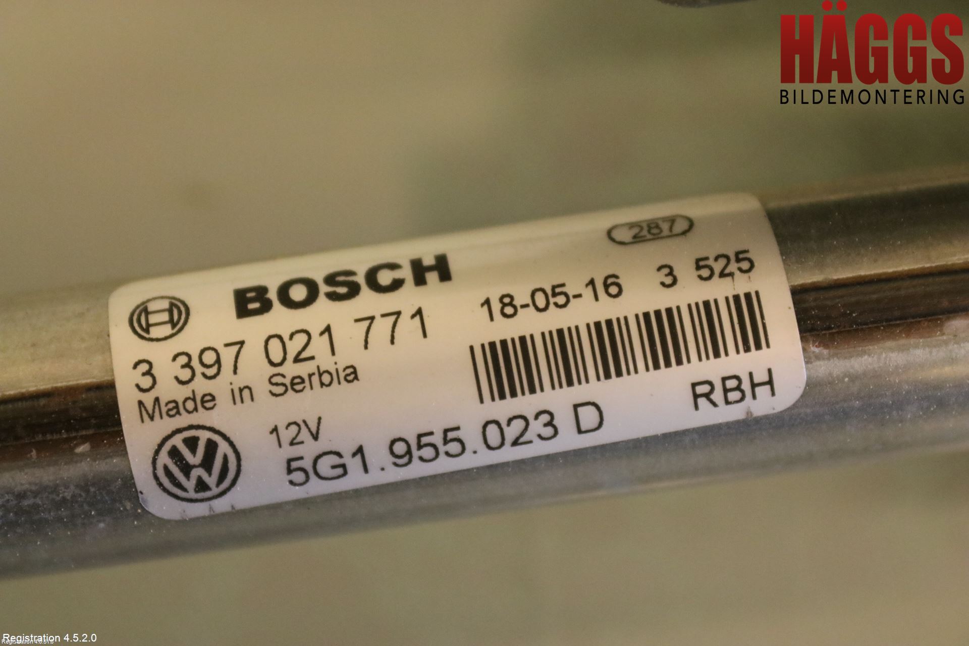 Volkswagen VW GOLF / E-GOLF VII 13-20 Torkarmotor Vindruta