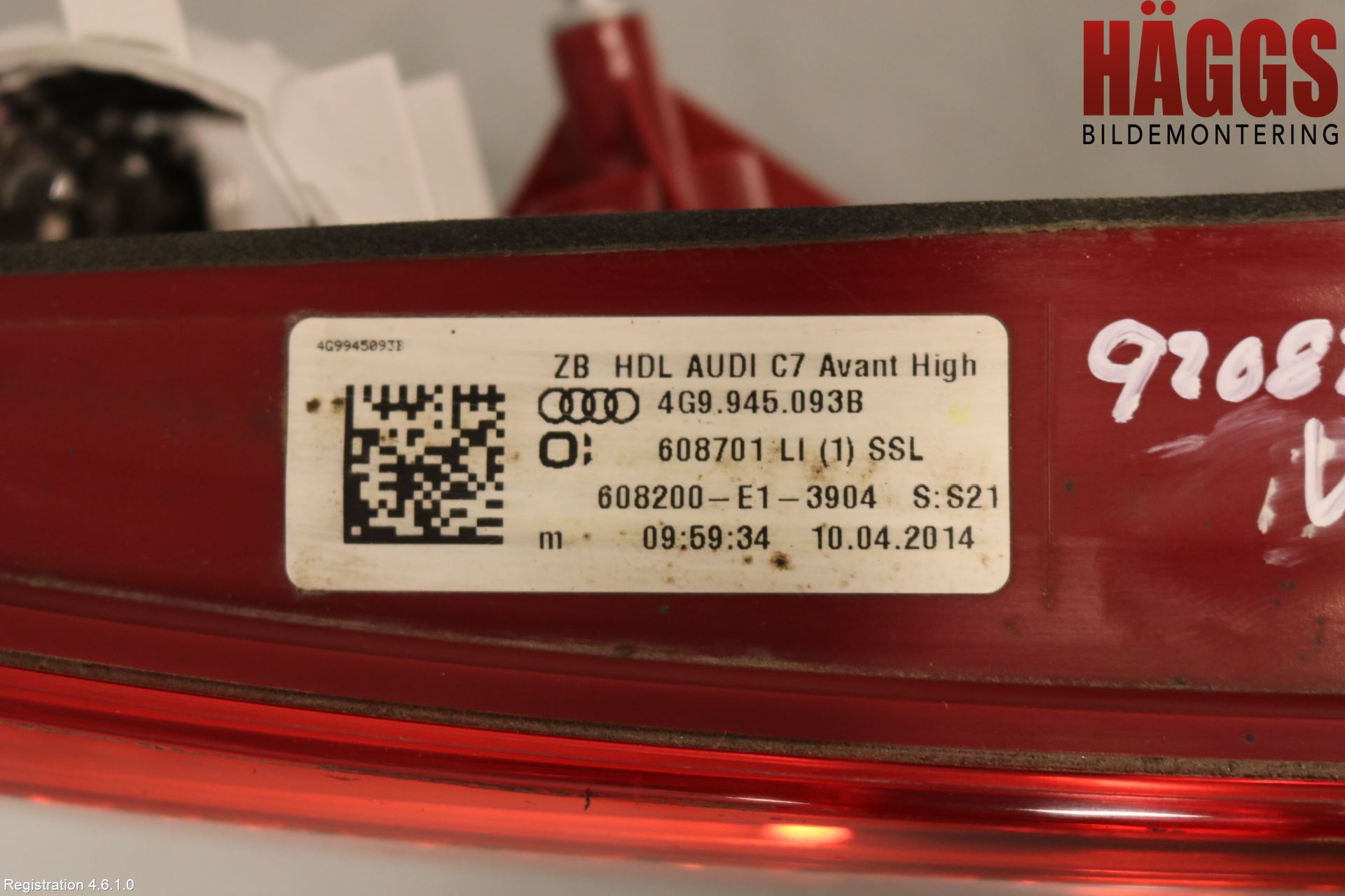 Audi A6/S6 4G 11-18 Bakljus Lucka Vä