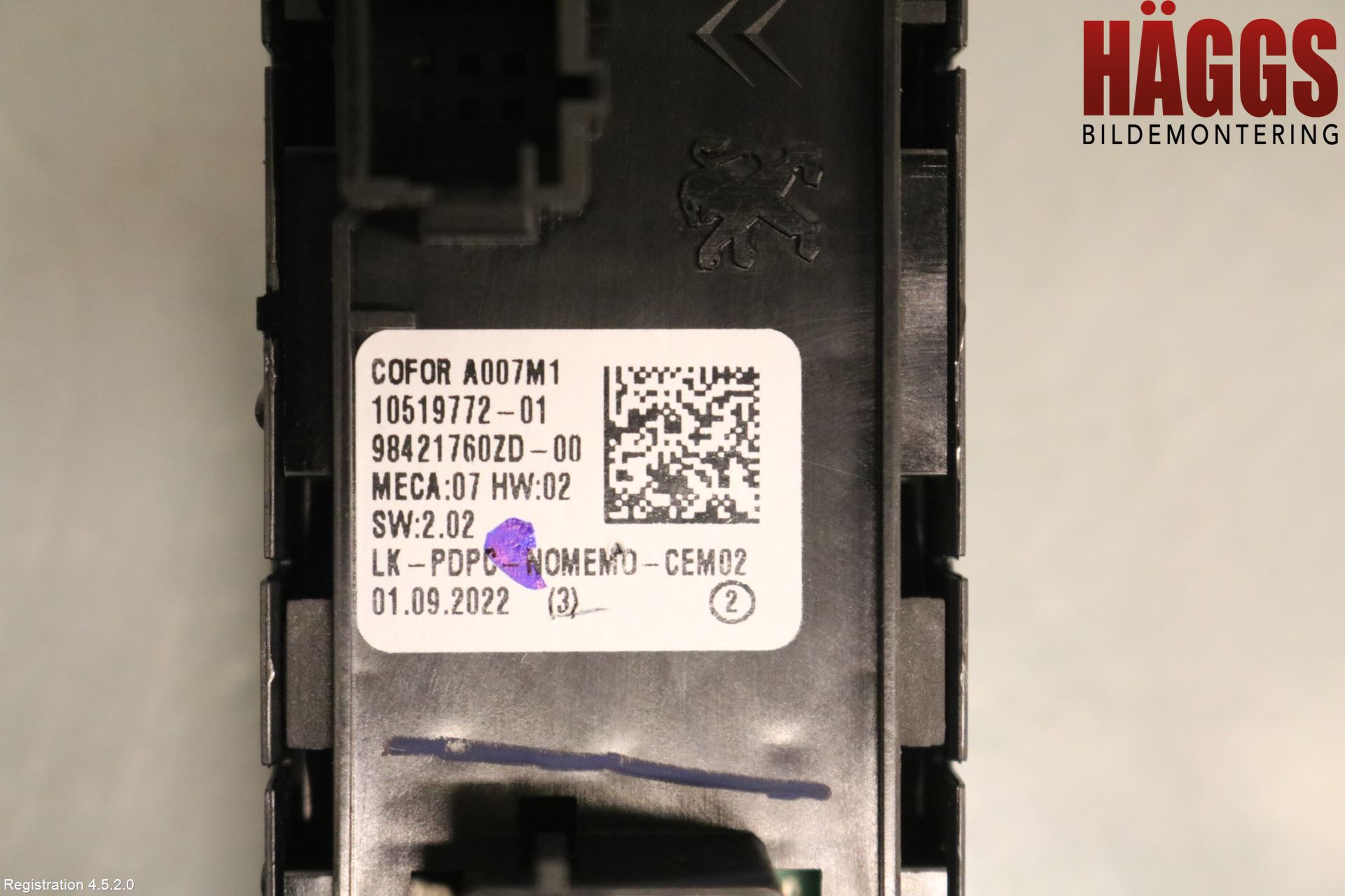 Peugeot 2008/E-2008 20- Strömställare Elhiss