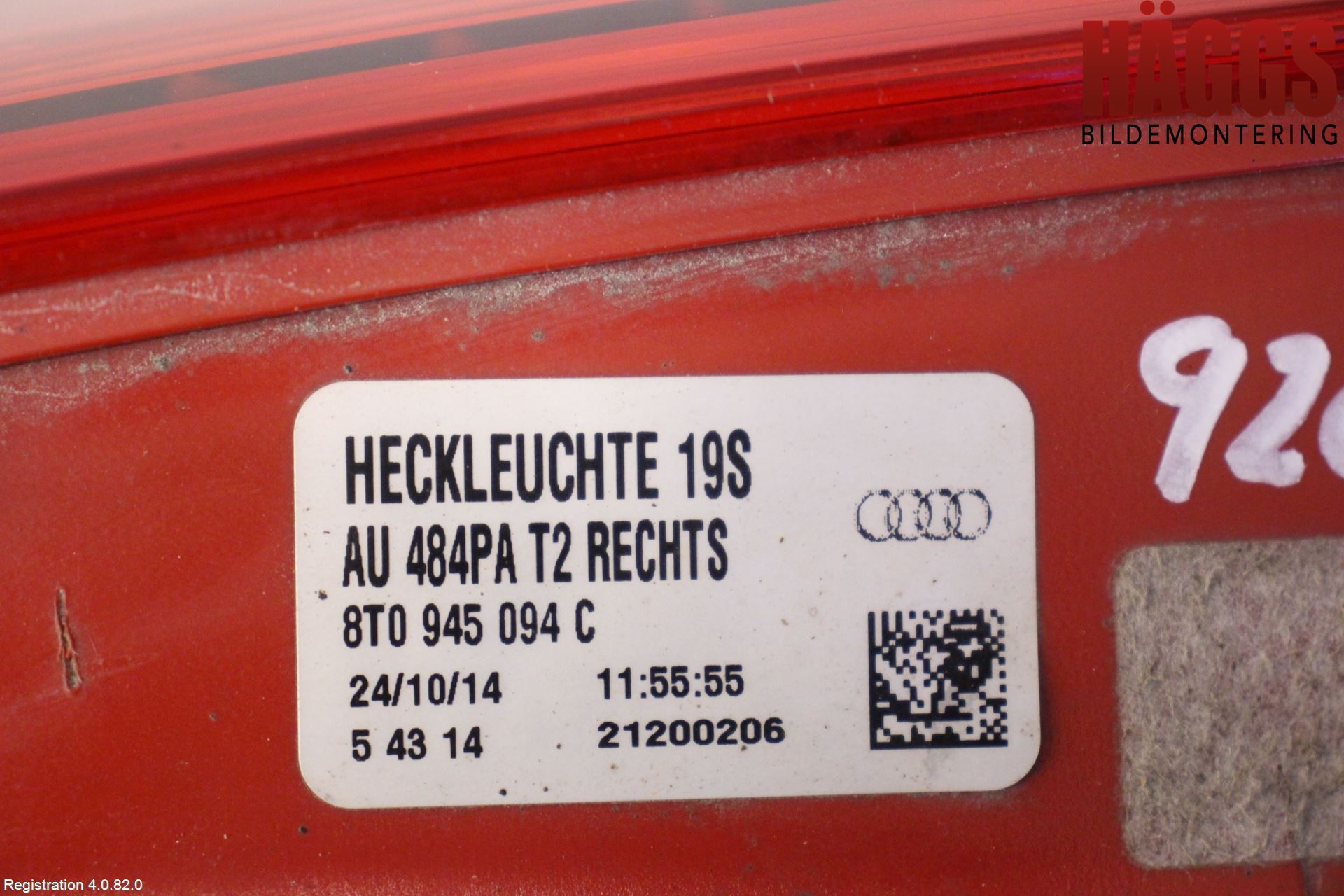 Audi A5 07-16 Bakljus Lucka Hö