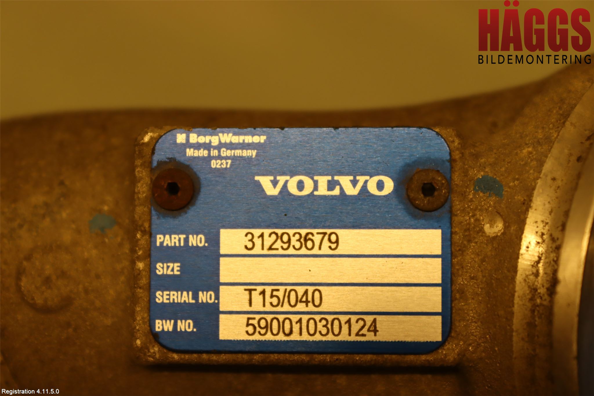 Volvo V60 14-18 Laddluft-Intercoolerrör