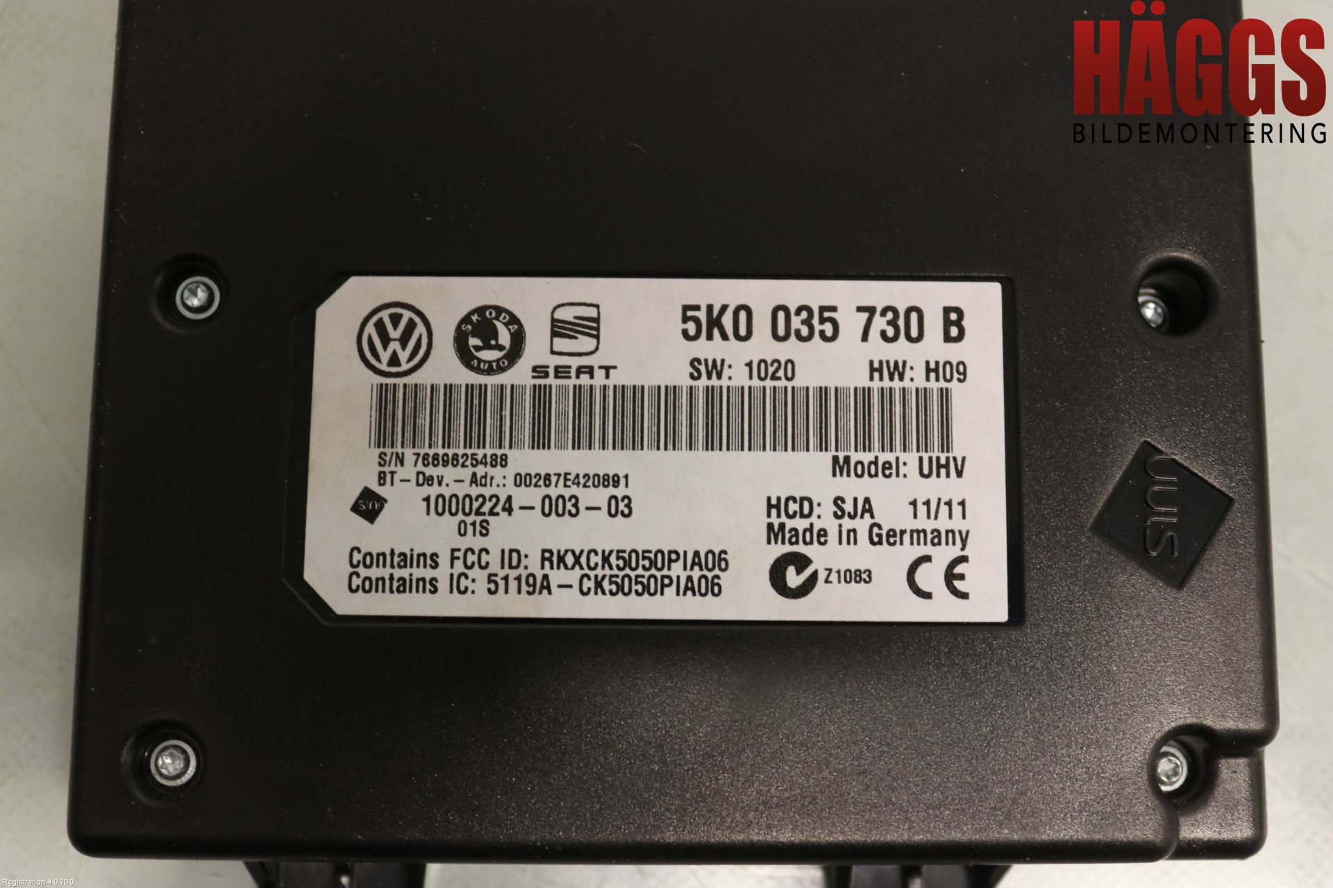 Volkswagen VW SCIROCCO 09-17 Styrenhet Övrigt