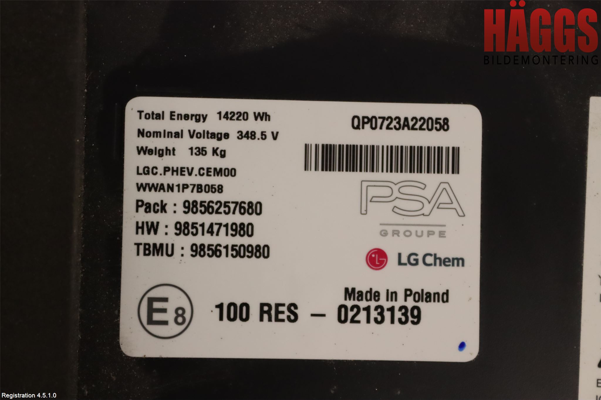 Citroen C5 AIRCROSS 19- Batteri Högspänning