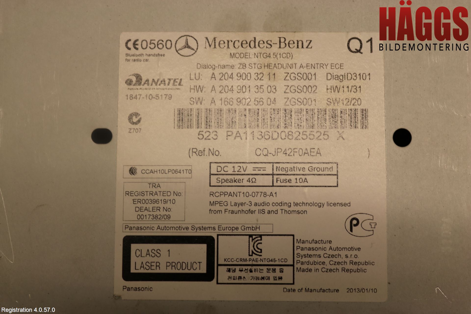 Mercedes-Benz MB C-KLASS (W204) 07-15 Cd Radio - Multimediapanel