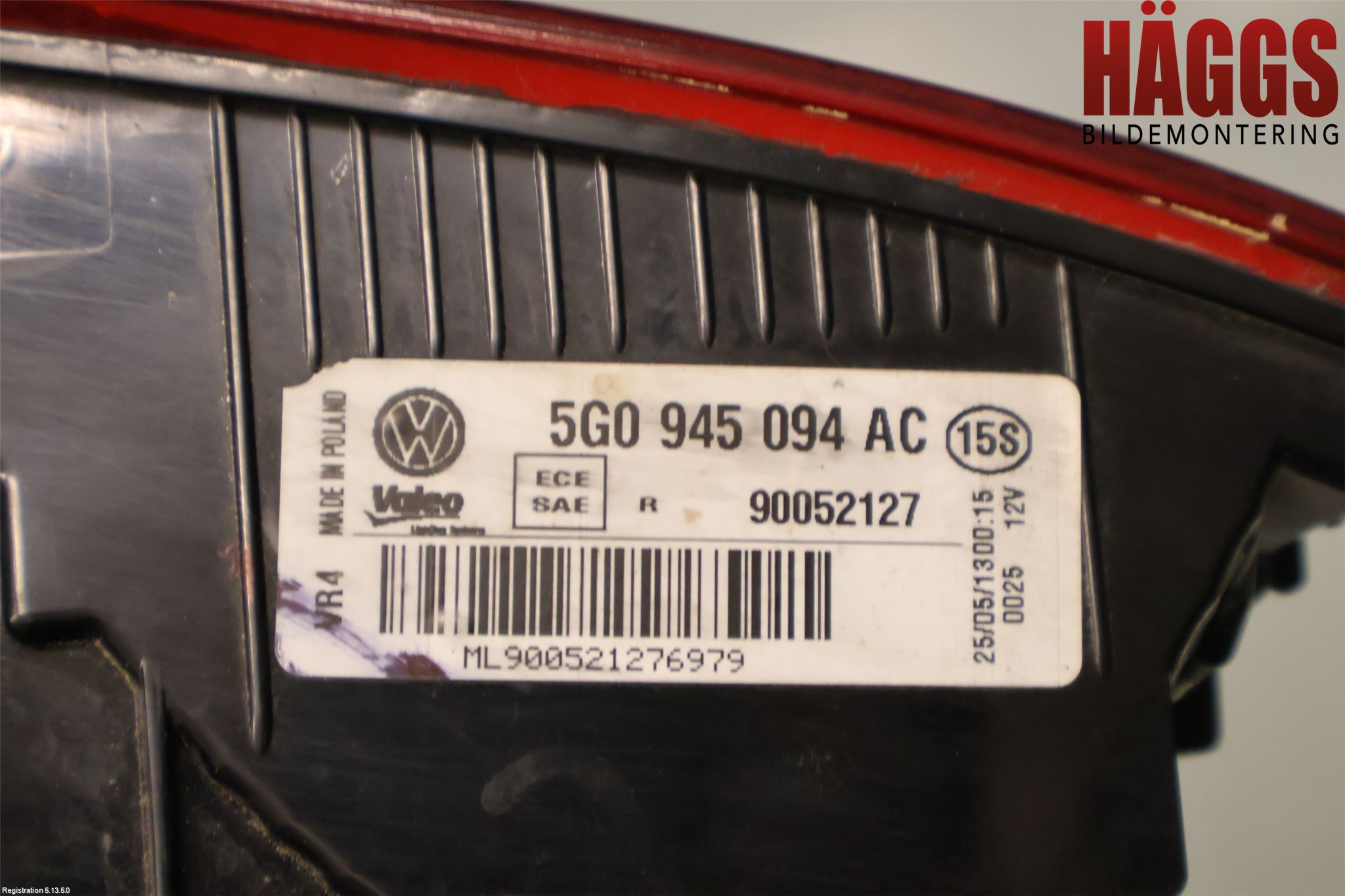 Volkswagen VW GOLF / E-GOLF VII 13-20 Bakljus Lucka Hö
