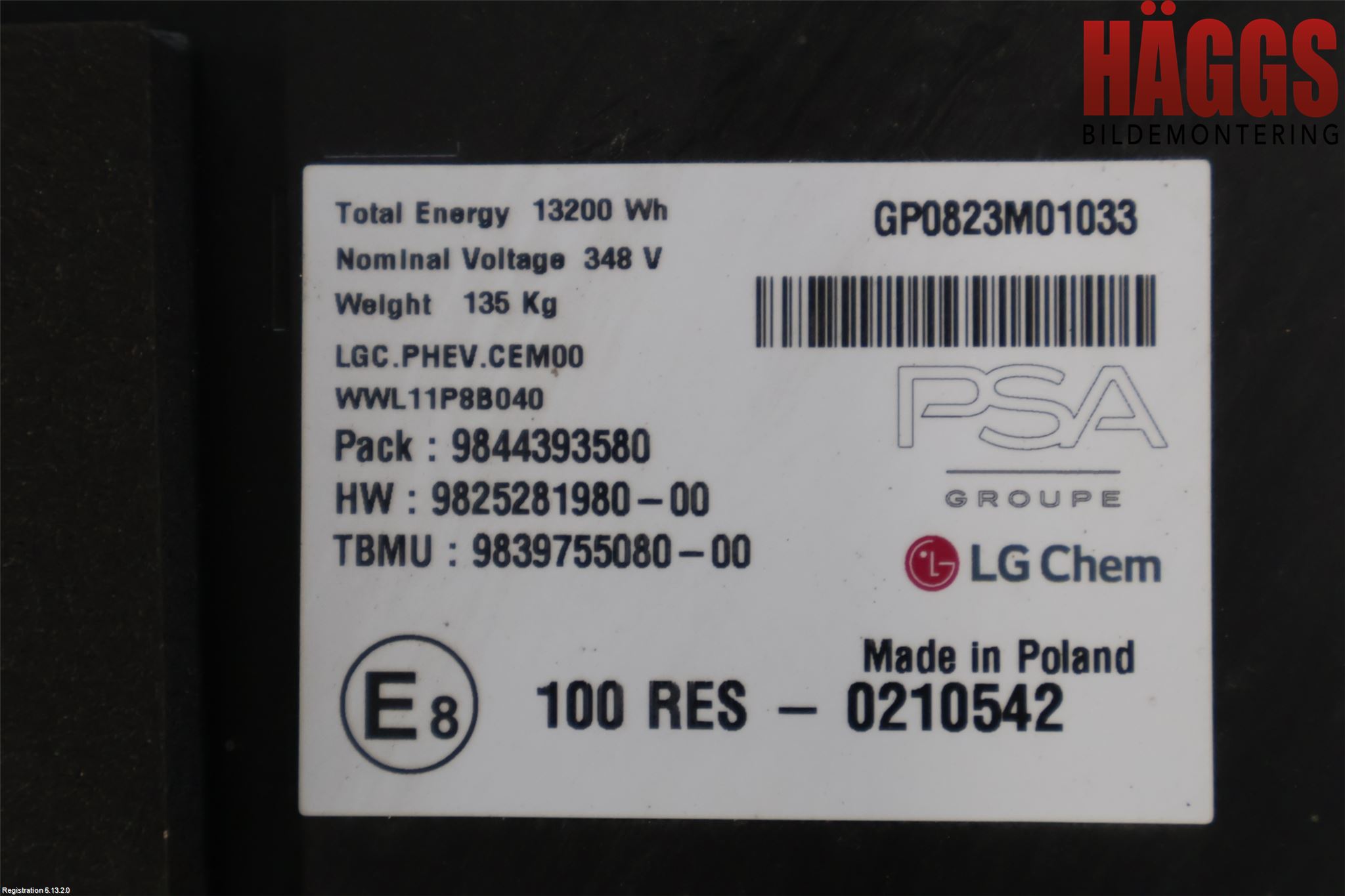 Peugeot 3008 17-24 Batteri Högspänning