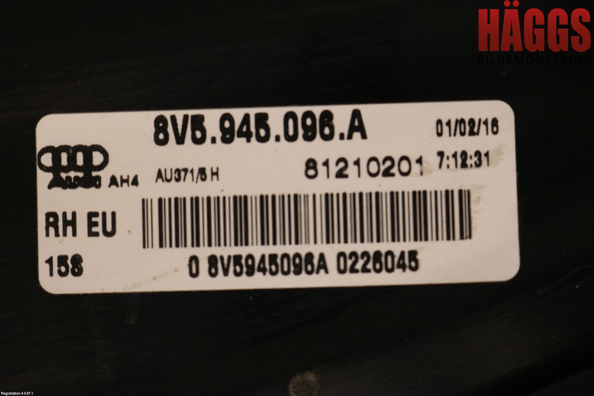 Audi A3/S3 8V 13-20 Bakljus Höger