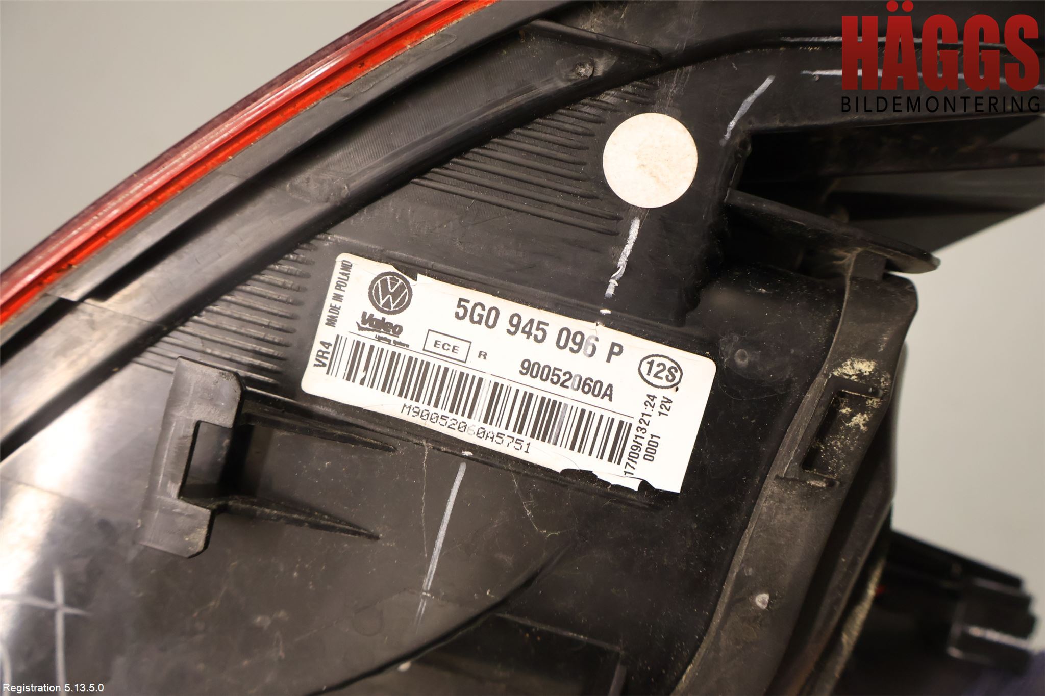 Volkswagen VW GOLF / E-GOLF VII 13-20 Bakljus Höger