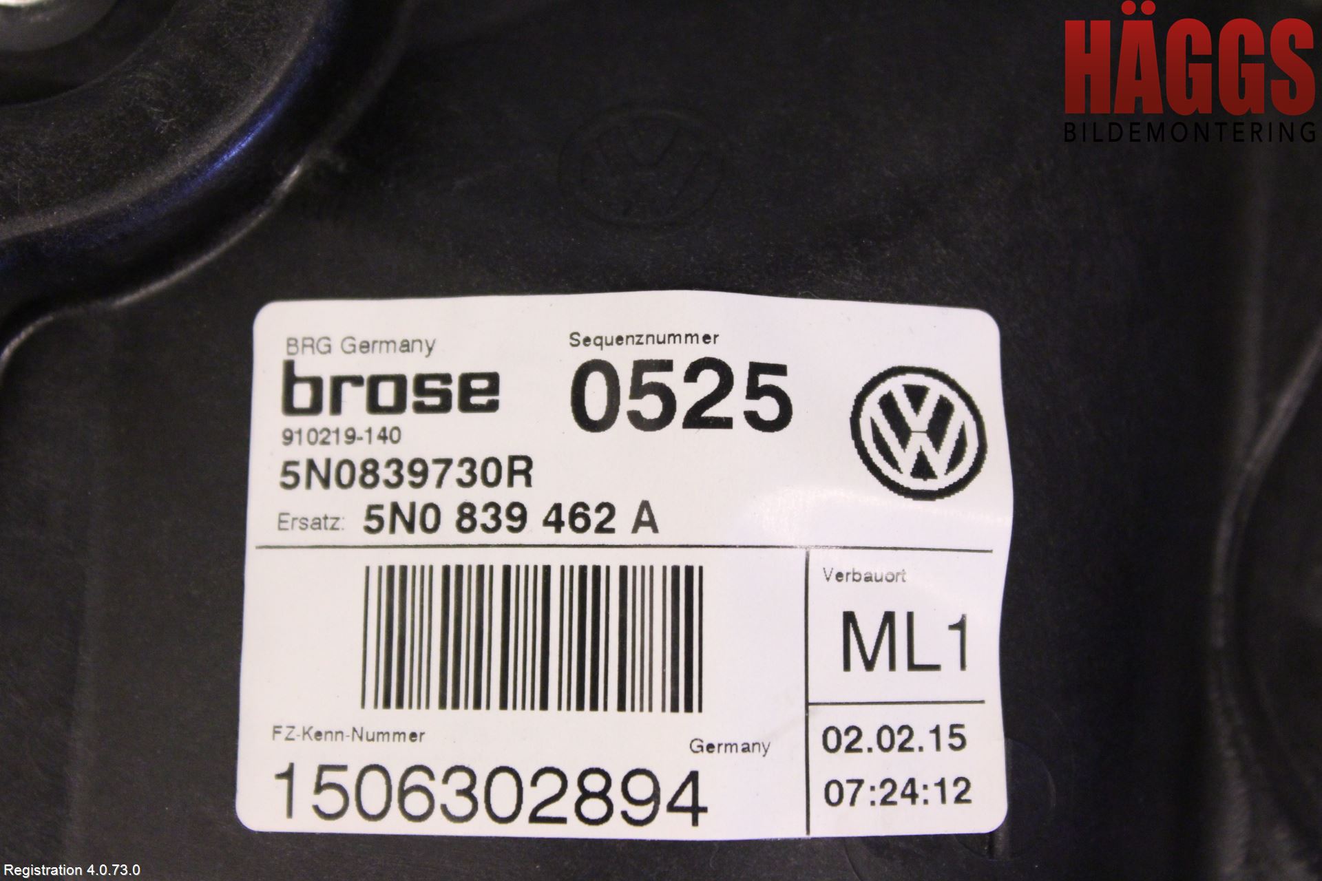 Volkswagen VW TIGUAN 07-16 Fönsterhissmekanism