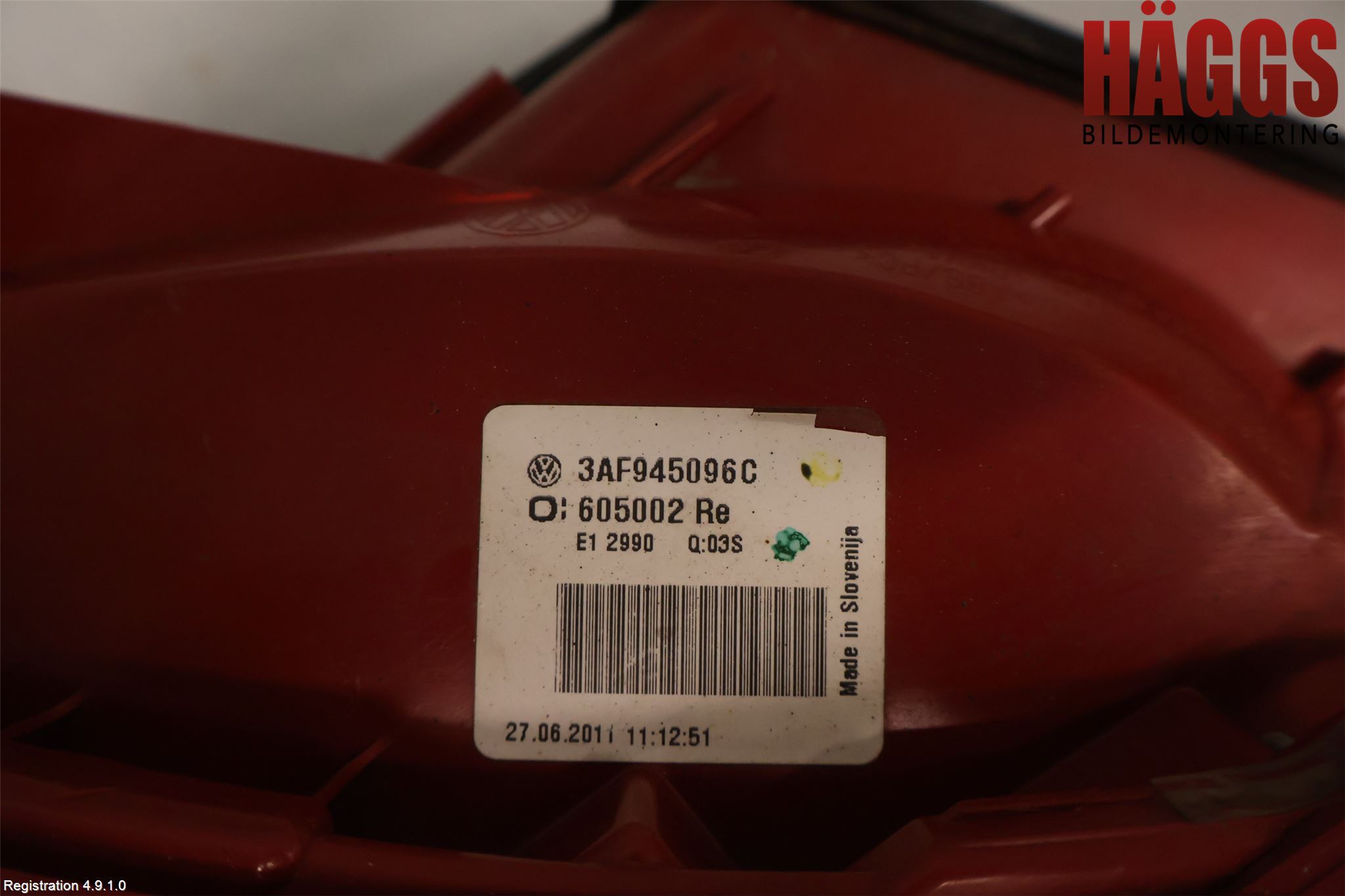 Volkswagen VW PASSAT 11-14 Bakljus Höger