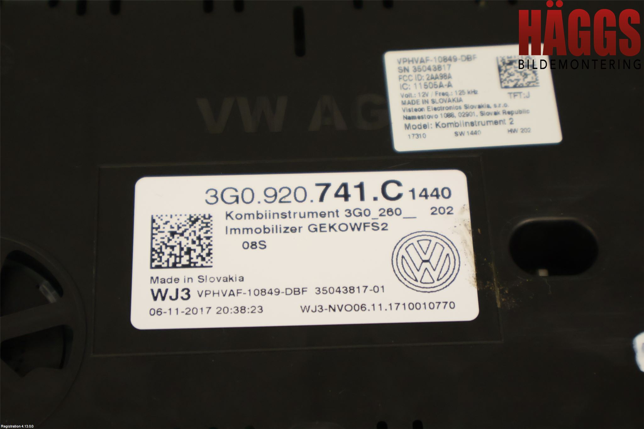 Volkswagen VW PASSAT 15-19 Instrument Komb