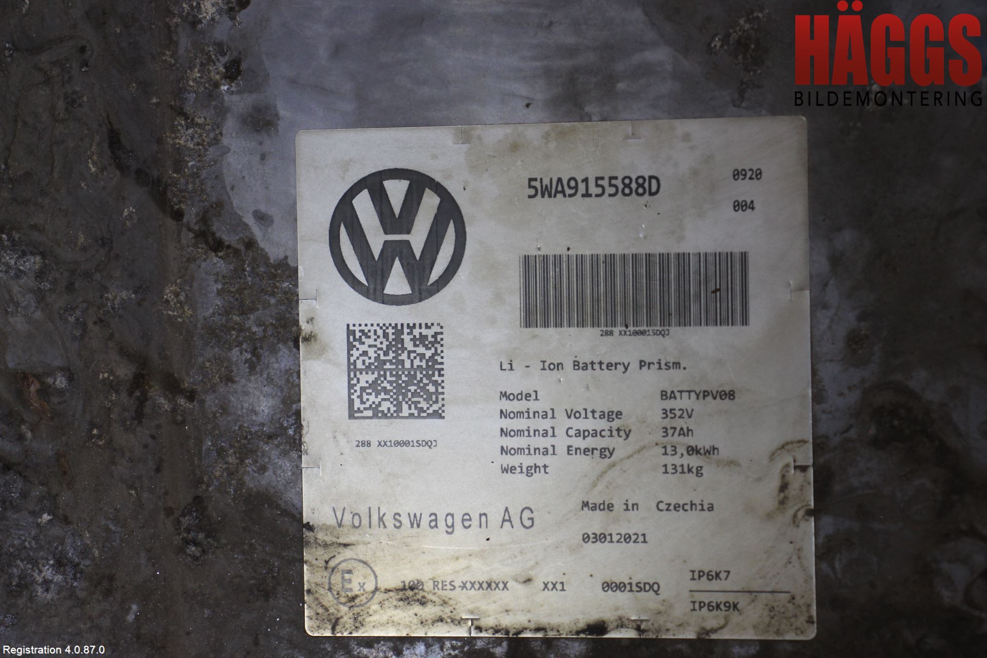 Skoda OCTAVIA (5E) 13-20 Batteri Högspänning