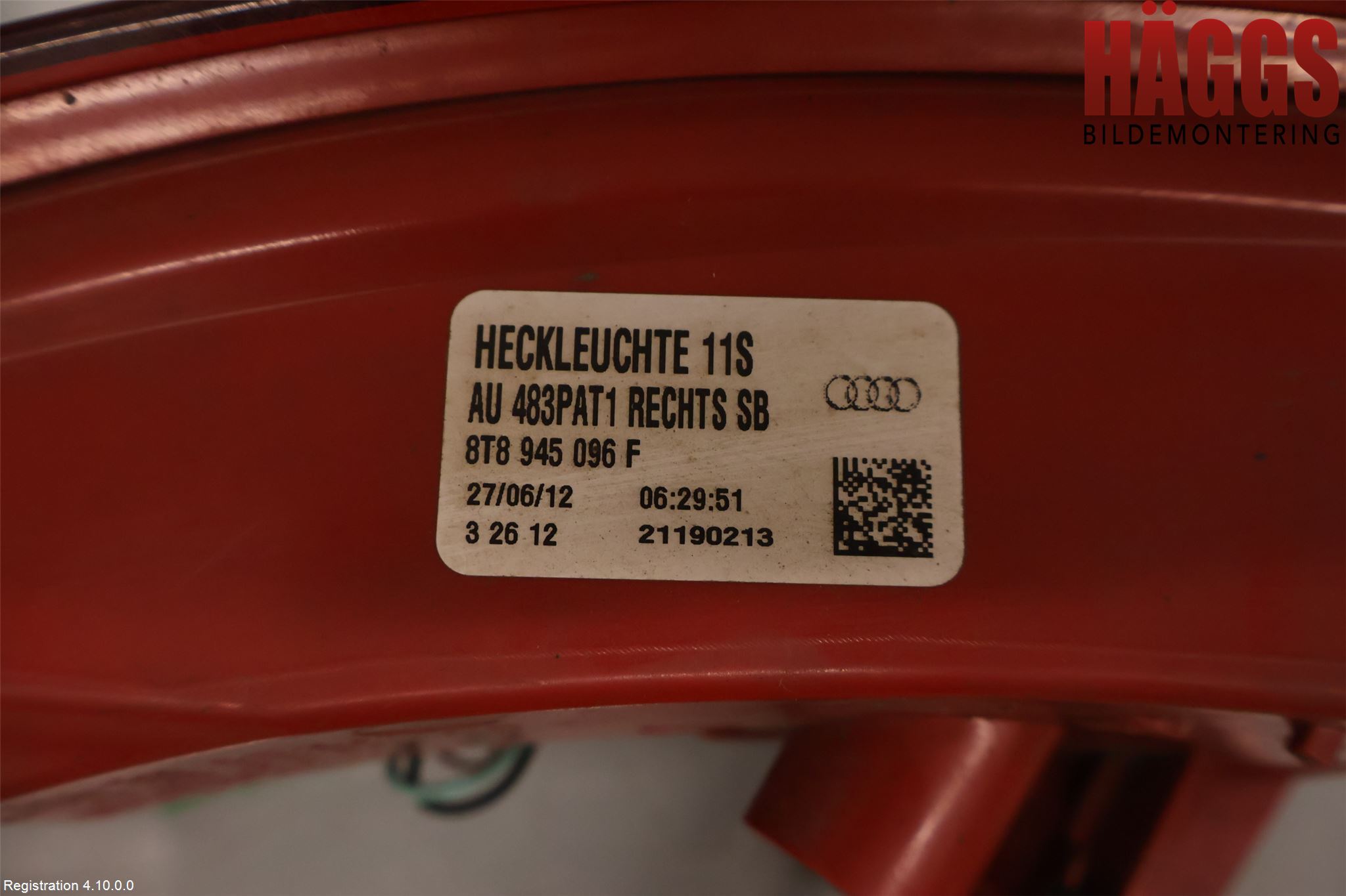 Audi A5 07-16 Bakljus Höger