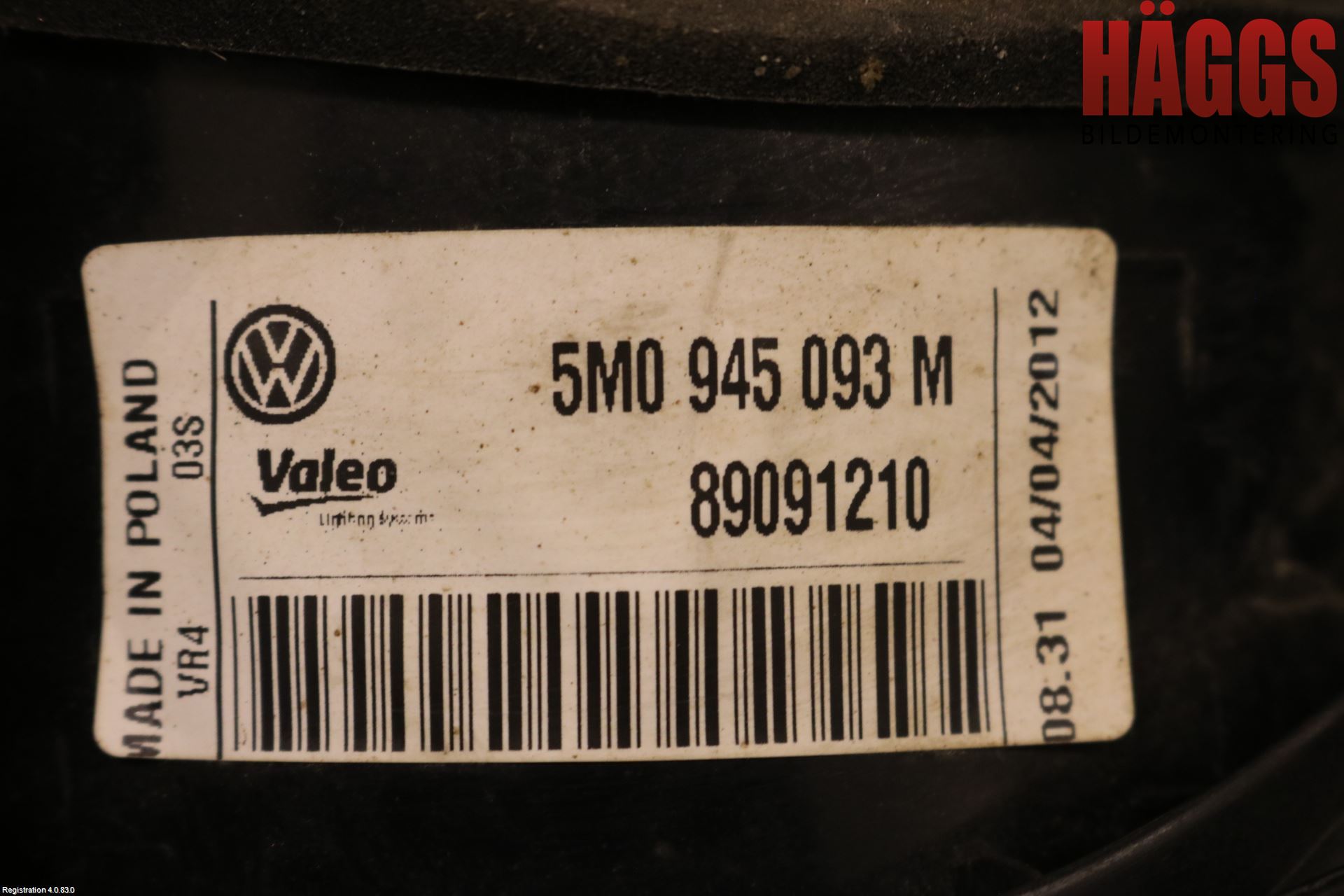 Volkswagen VW GOLF PLUS/CROSS GOLF 04-14 Bakljus Lucka Vä