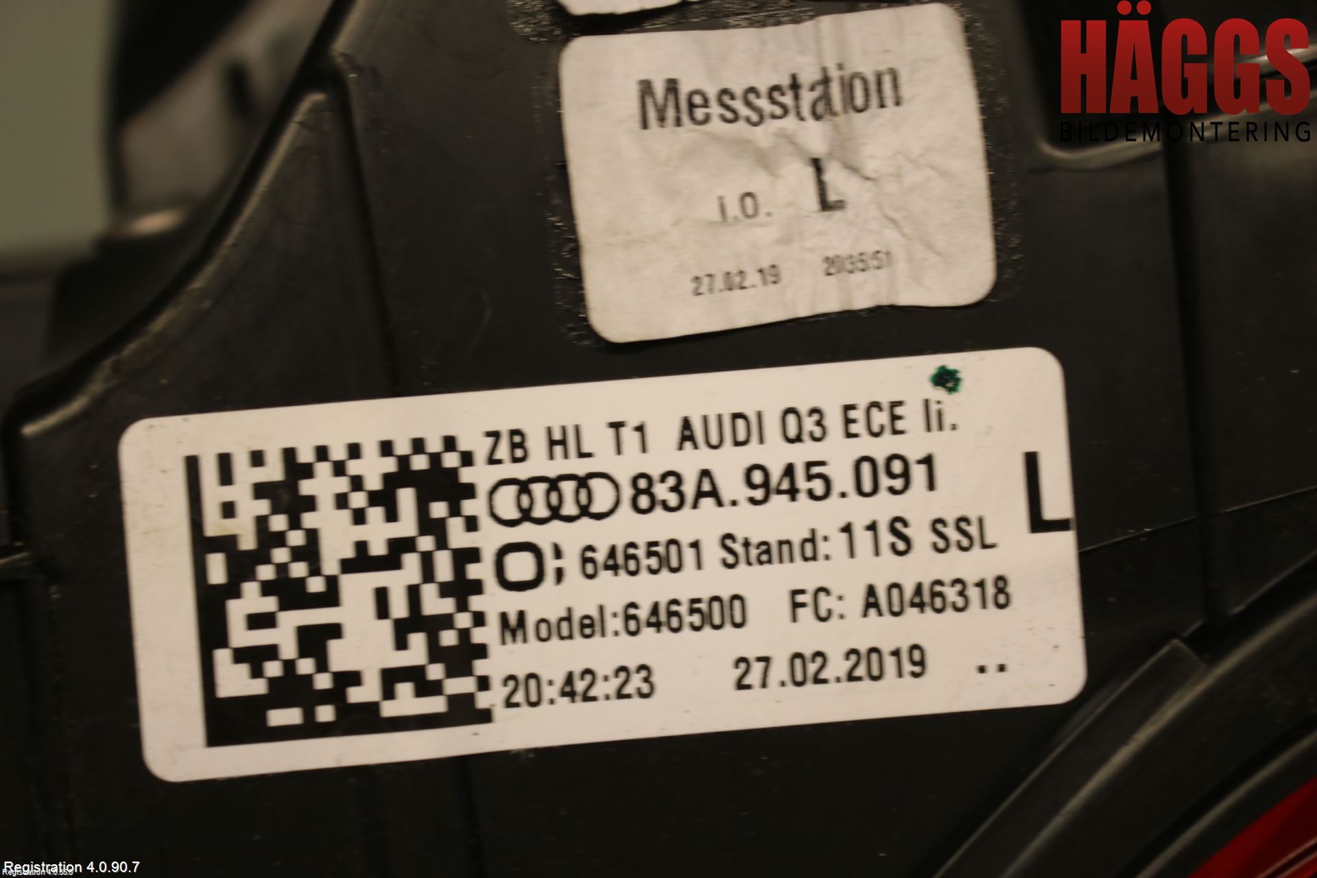 Audi Q3 F3 19- Bakljus Vänster