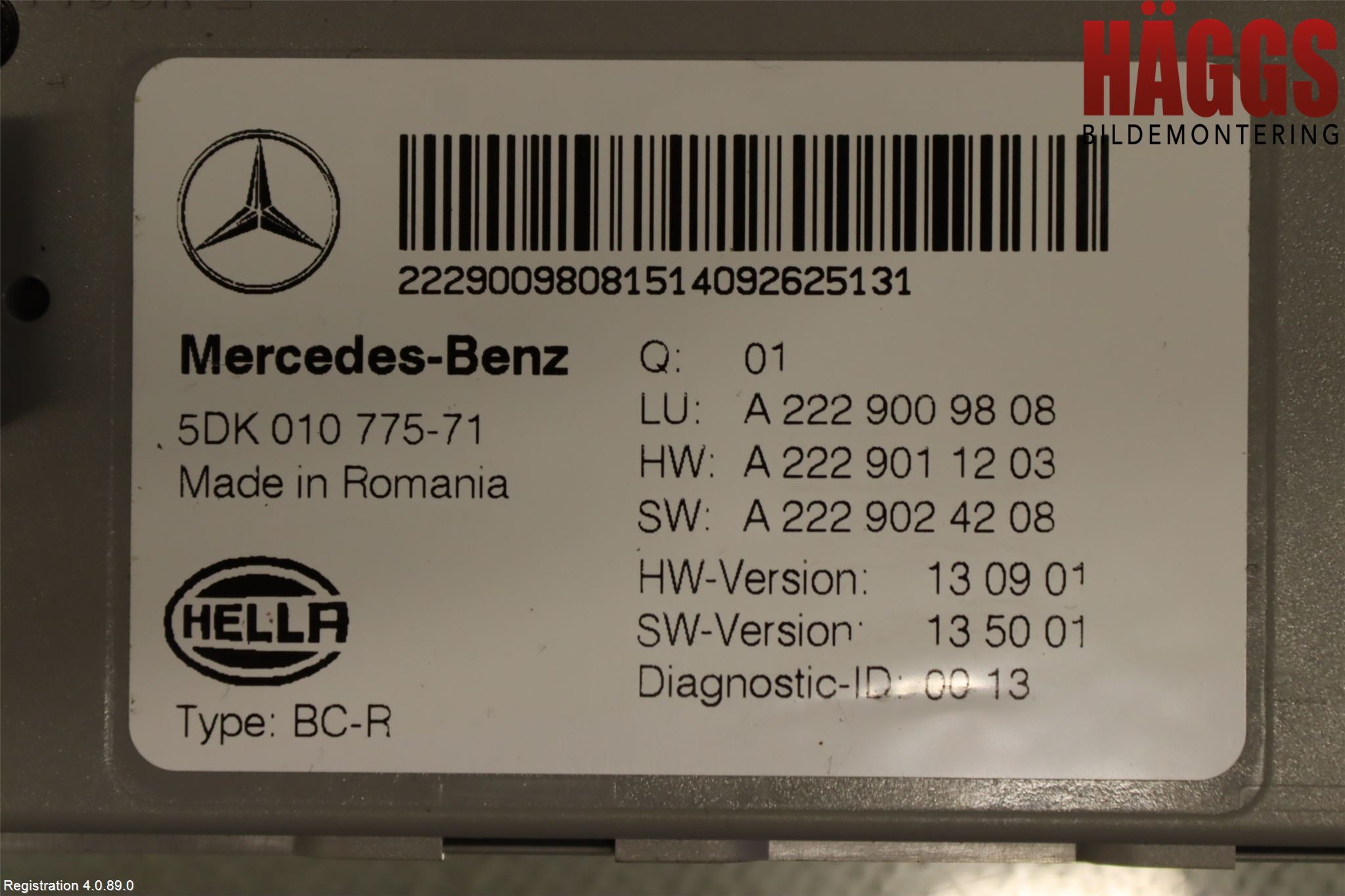 Mercedes-Benz MB C-KLASS (W205) 14-21 Styrenhet Övrigt
