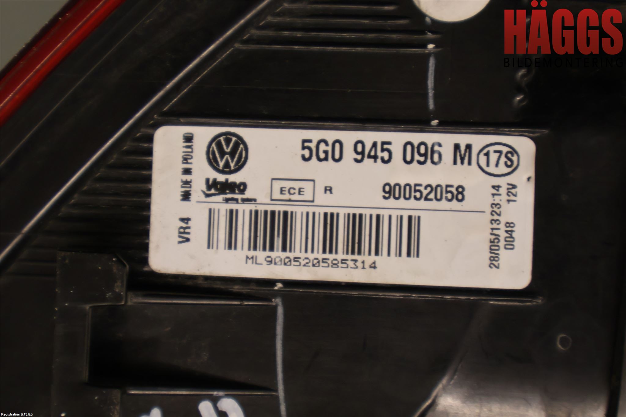 Volkswagen VW GOLF / E-GOLF VII 13-20 Bakljus Höger