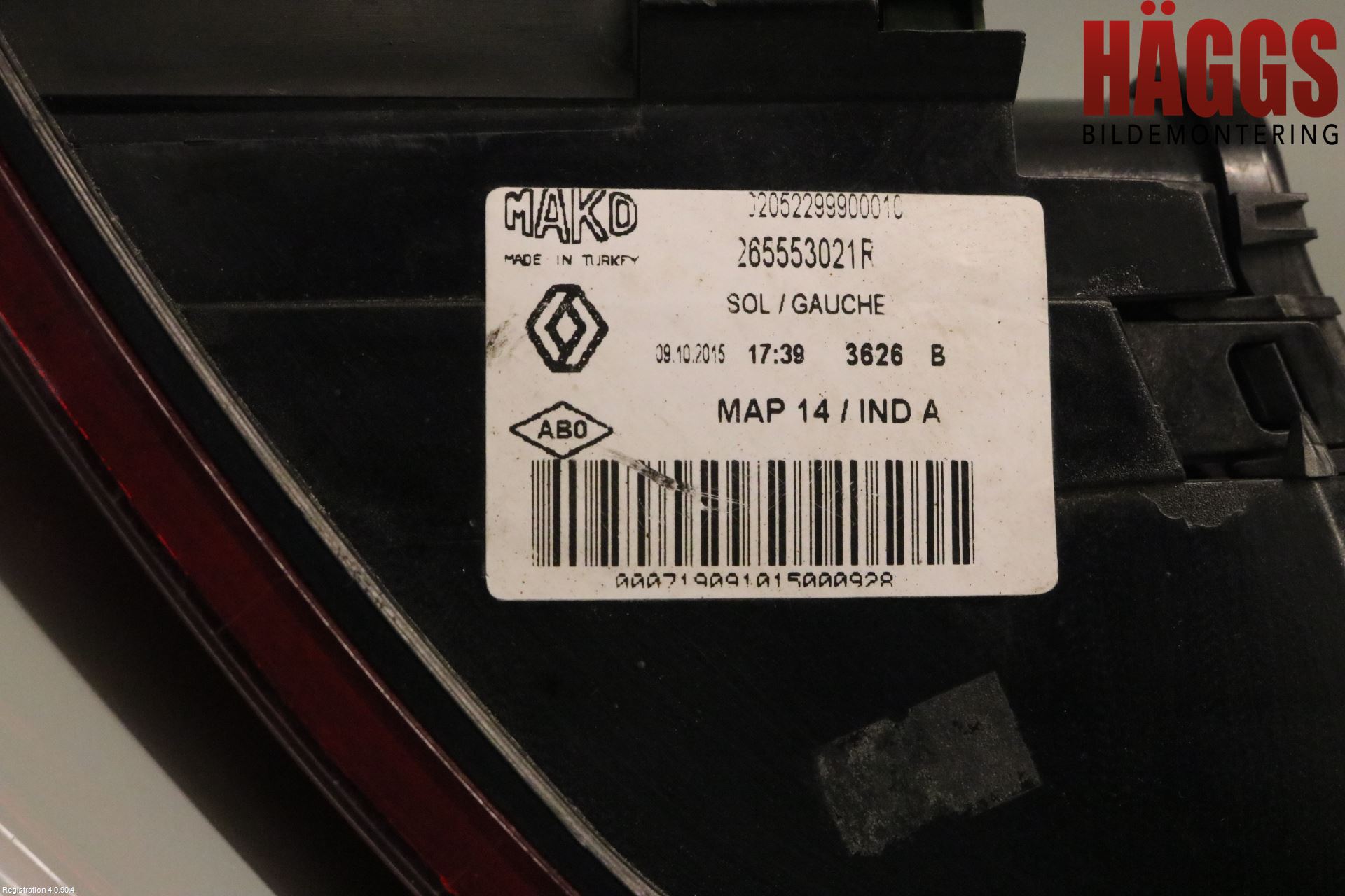 Renault CLIO IV 12-16 Bakljus Vänster