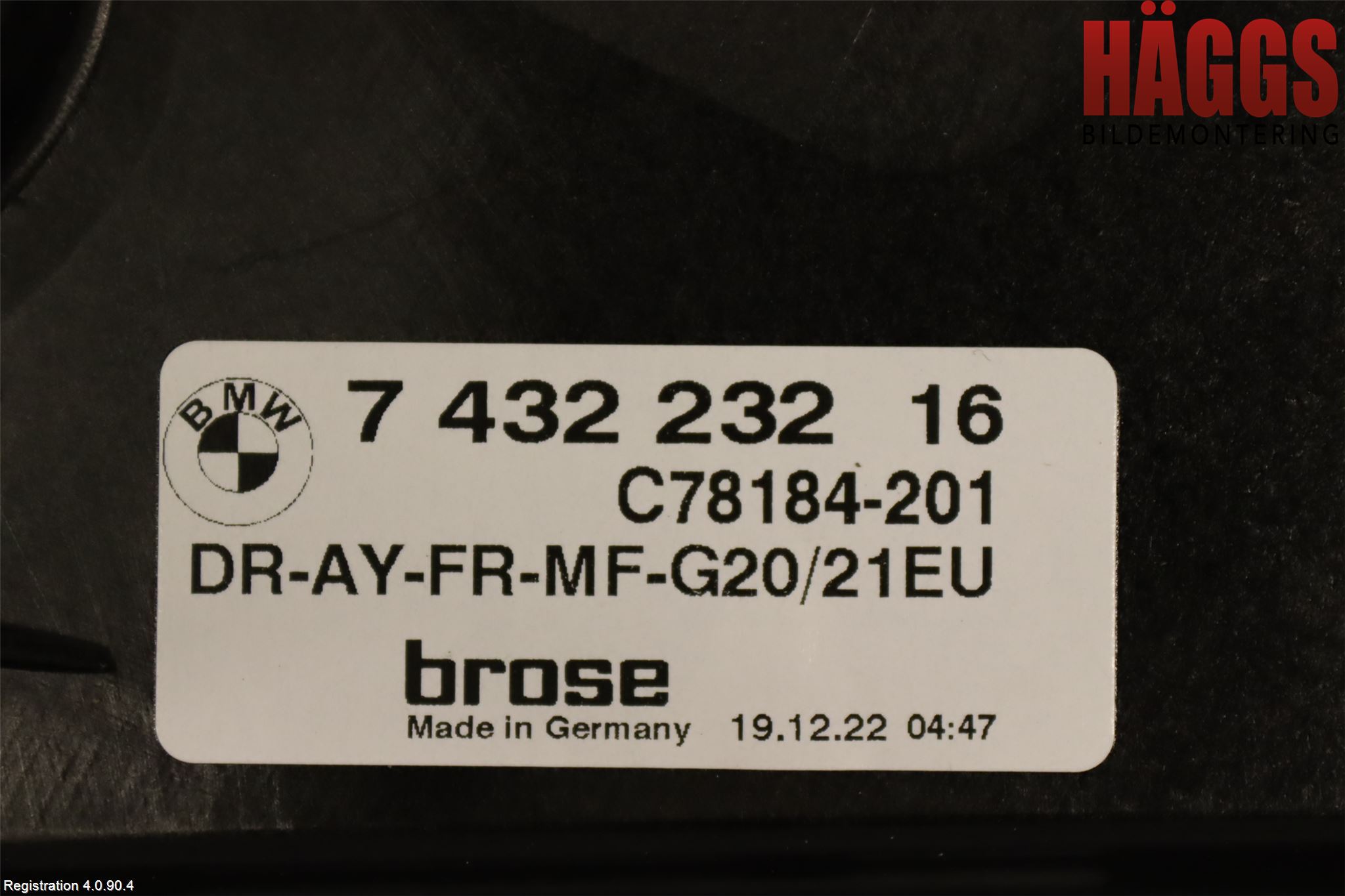 BMW 3 G20/G21/G80/G81 19- Fönsterhissmekanism