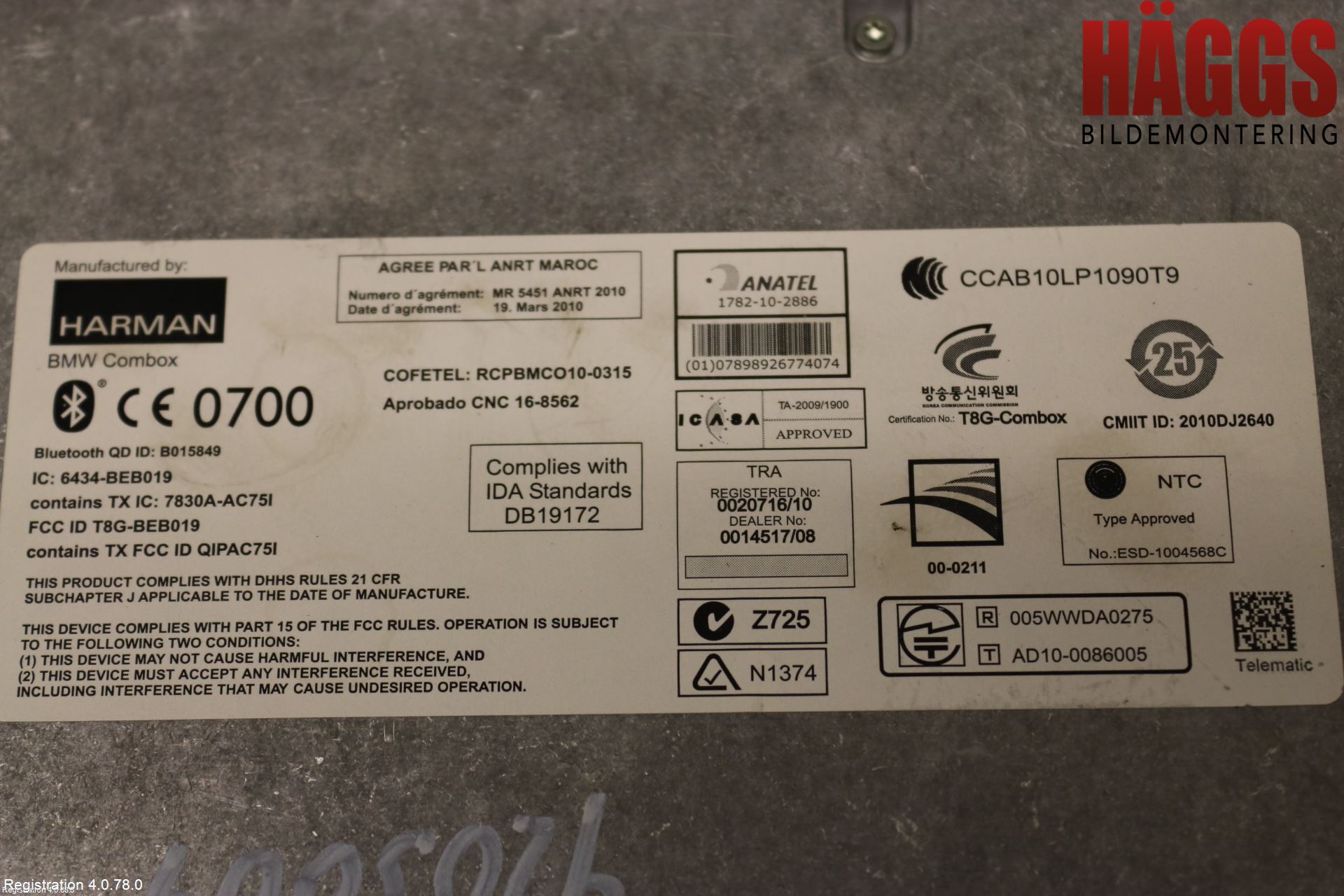 BMW 5 F10/F11/F18 09-17 Styrenhet Tal