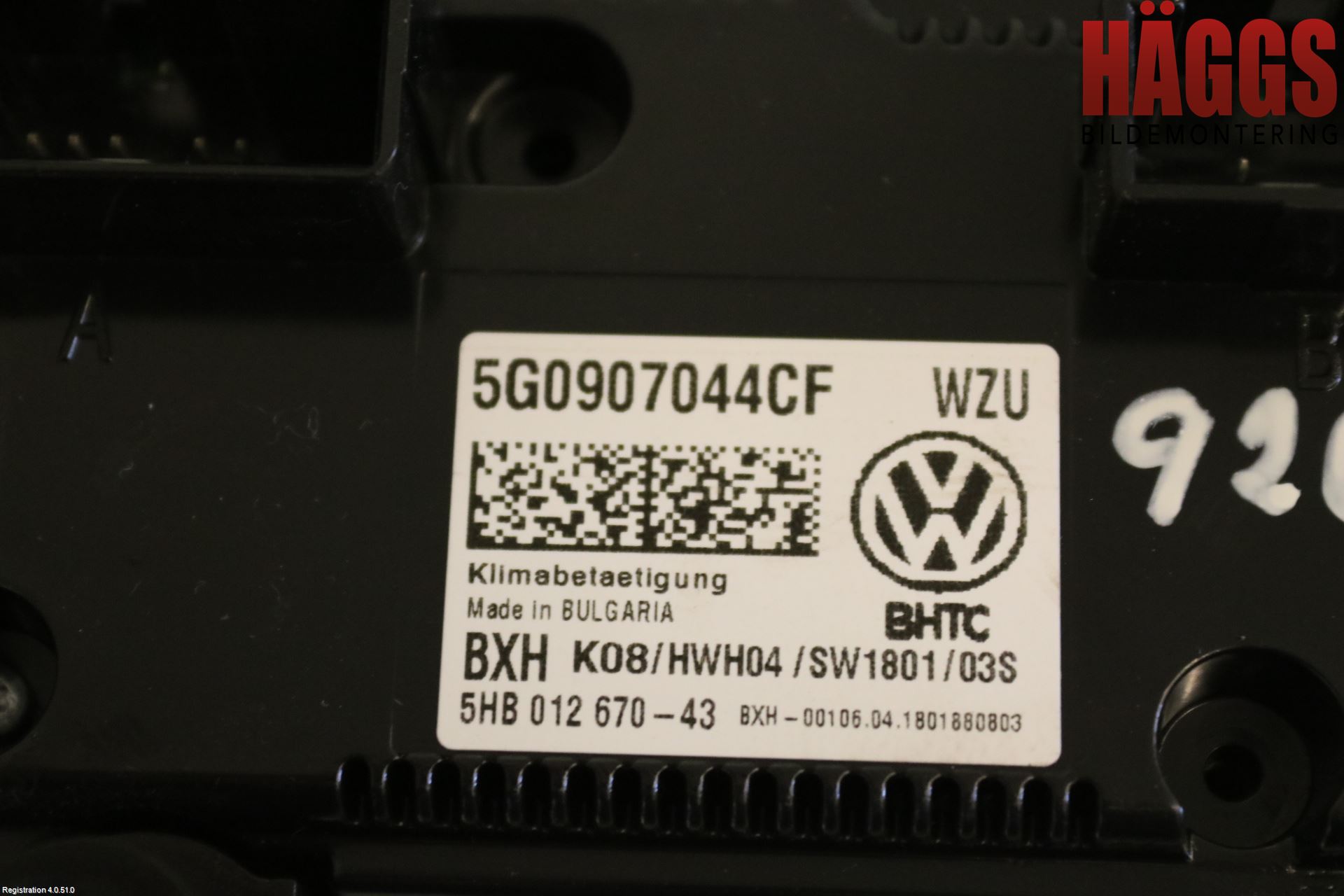 Volkswagen VW GOLF / E-GOLF VII 13-20 Ac Styrenhet Ac Manöveren