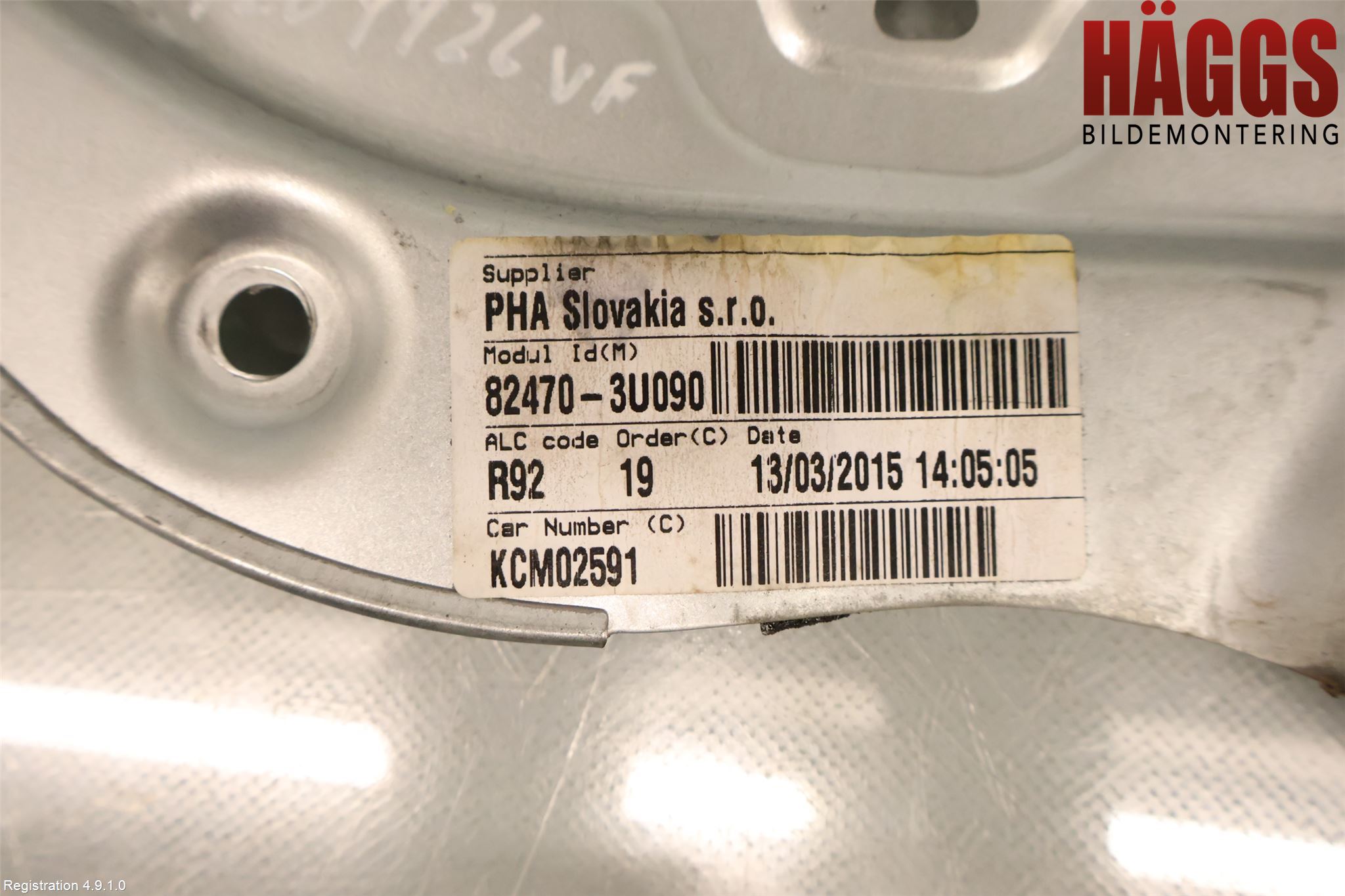 Kia SPORTAGE (SL) 11-15 Fönsterhissmekanism