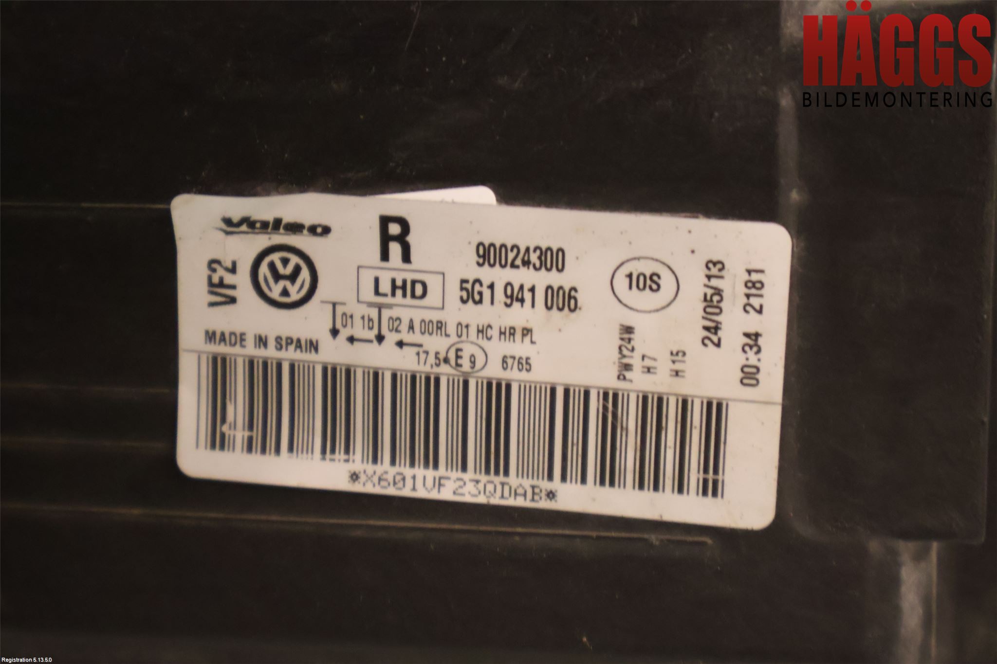 Volkswagen VW GOLF / E-GOLF VII 13-20 Strålkastare Höger
