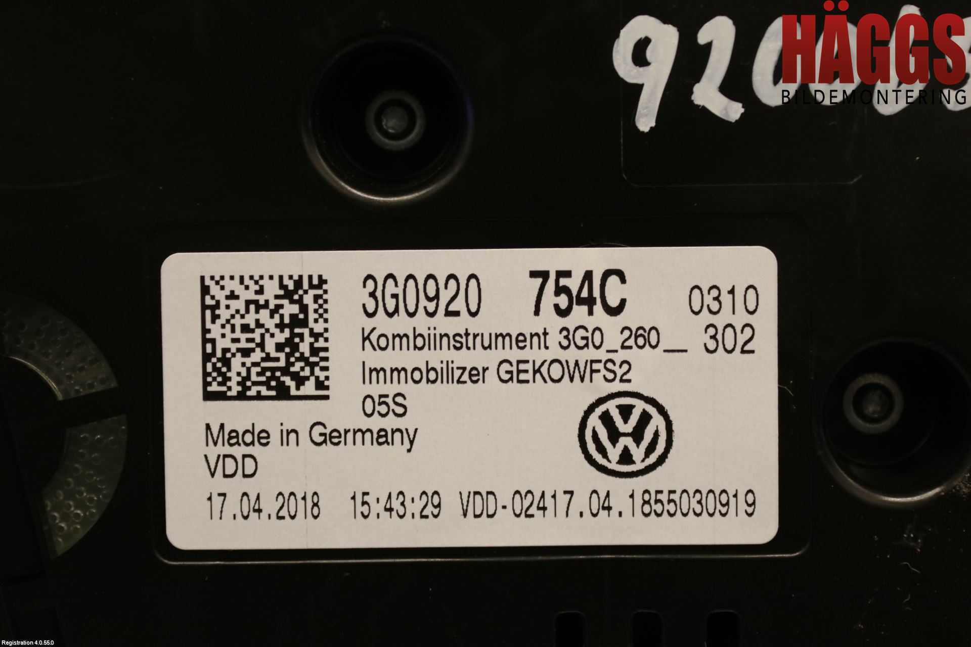 Volkswagen VW PASSAT 15-19 Instrument Komb