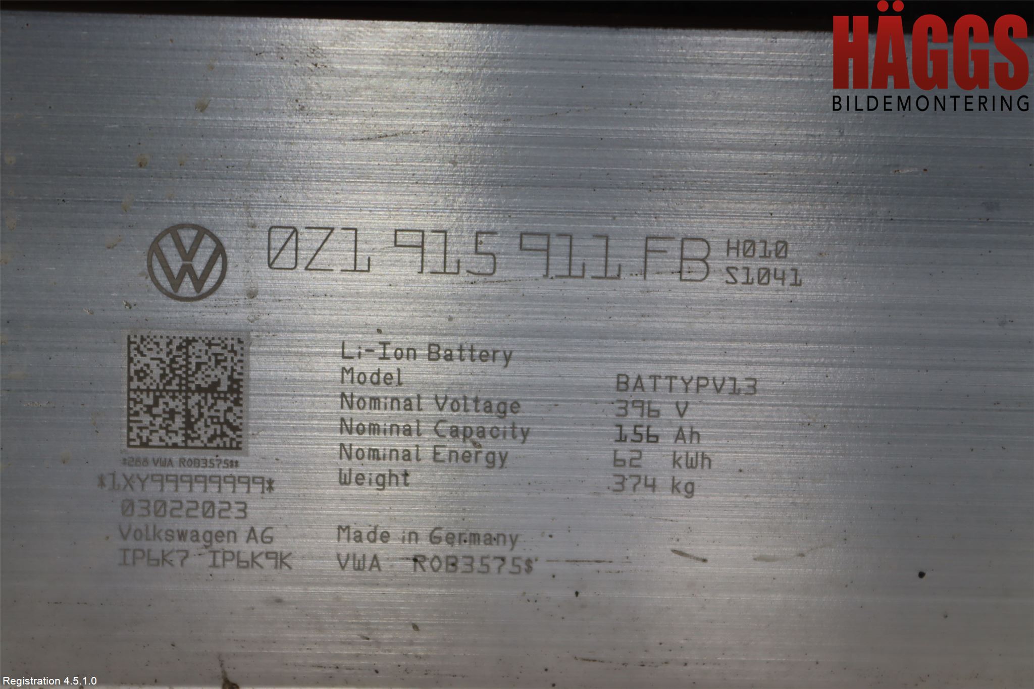 Volkswagen VW ID.3 21- Batteri Högspänning