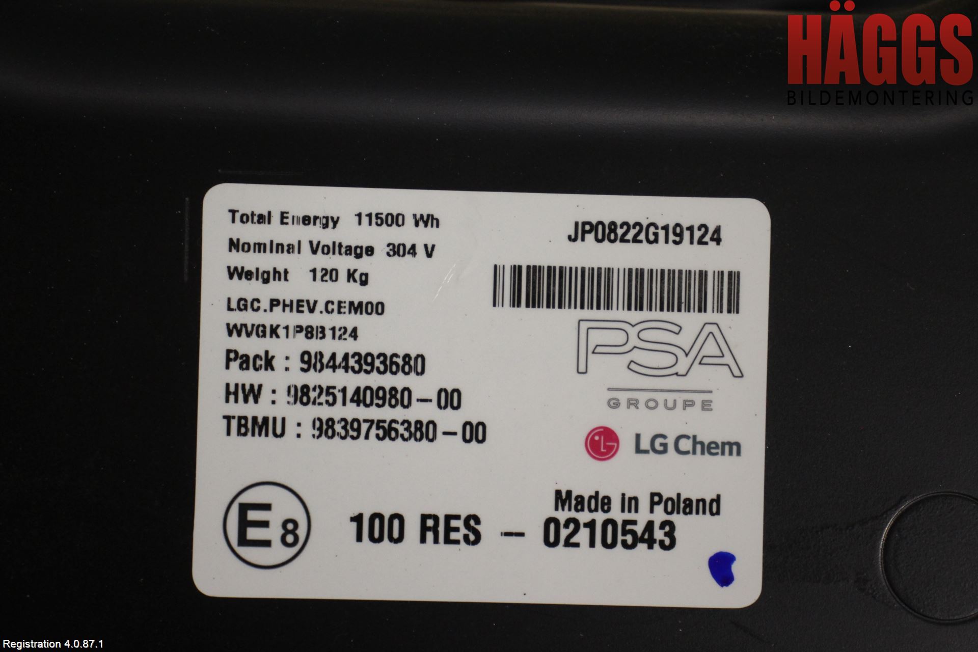 Peugeot 508 19- Batteri Högspänning