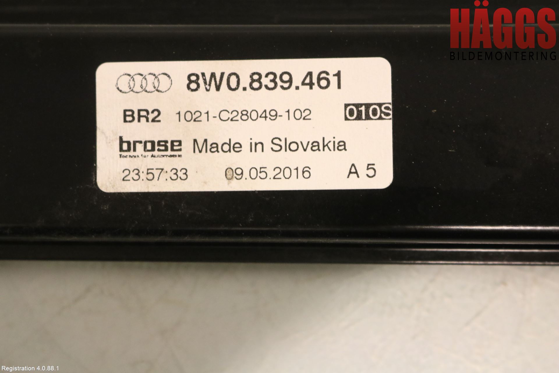 Audi A4/S4 B9 16-19 Fönsterhissmekanism