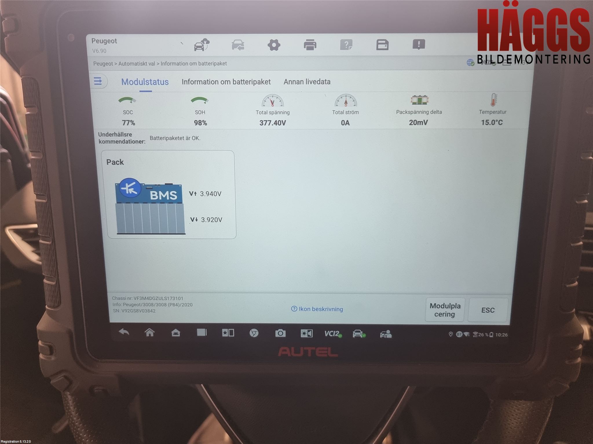 Peugeot 3008 17-24 Batteri Högspänning