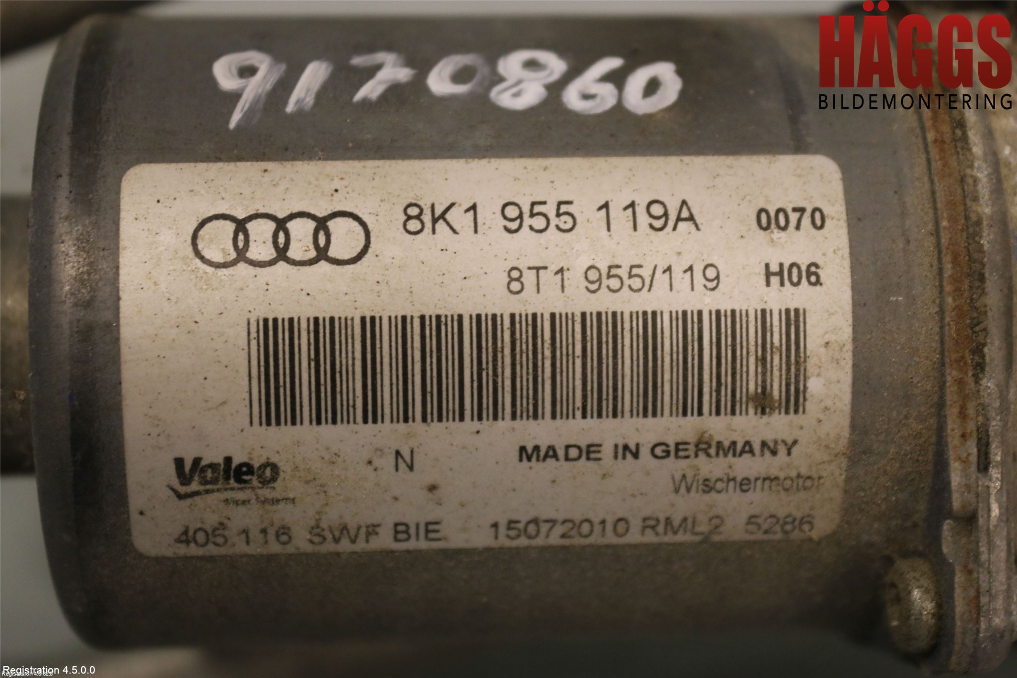 Audi A4/S4 08-11 Torkarmotor Vindruta
