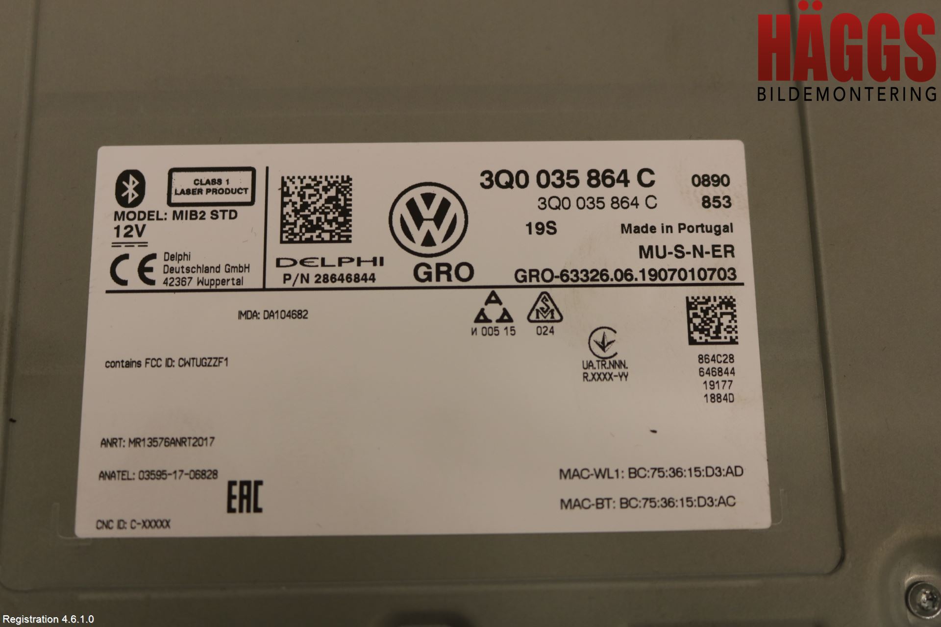 Volkswagen VW GOLF / E-GOLF VII 13-20 Cd Radio - Multimediapanel
