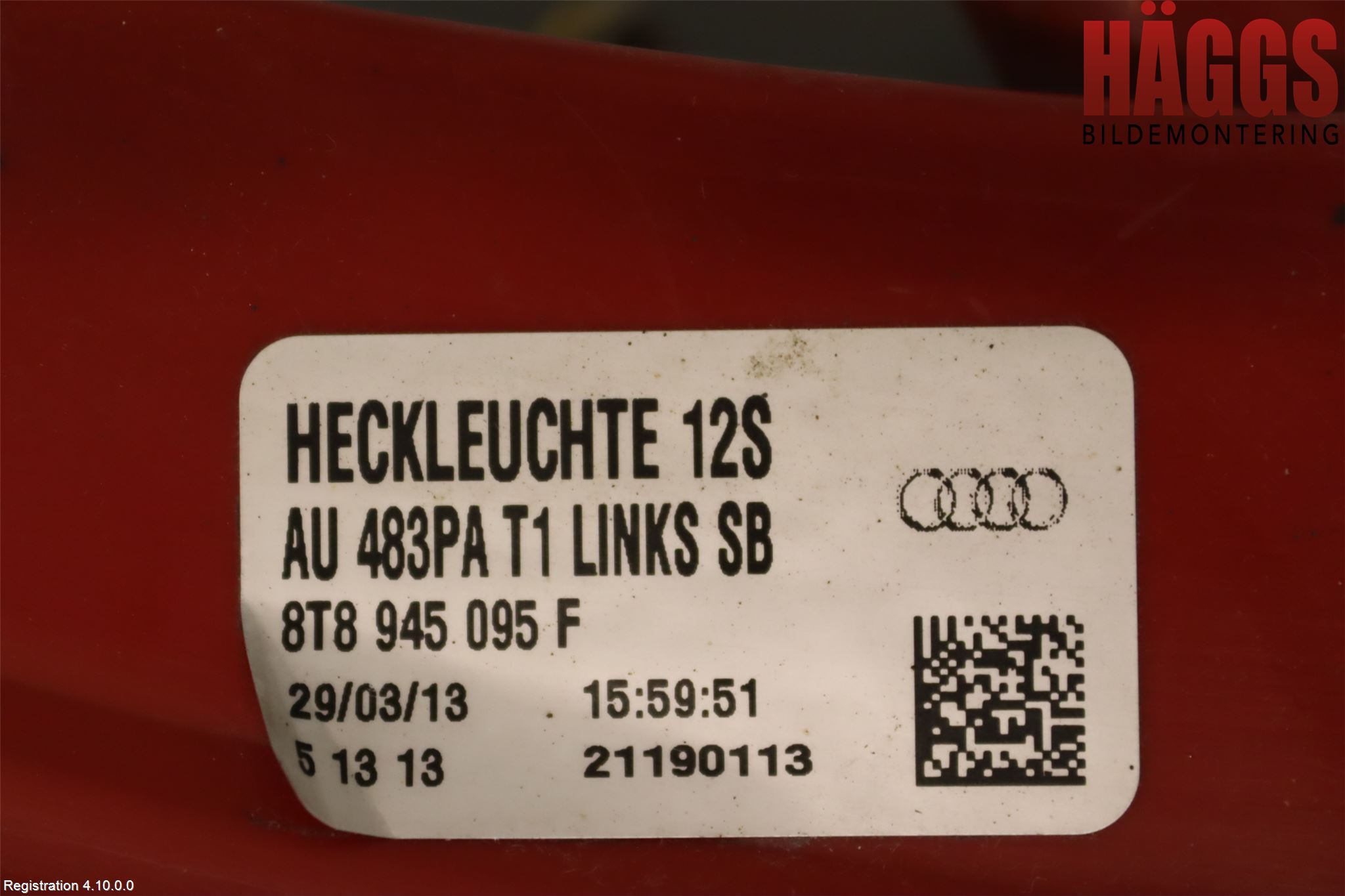 Audi A5 07-16 Bakljus Vänster