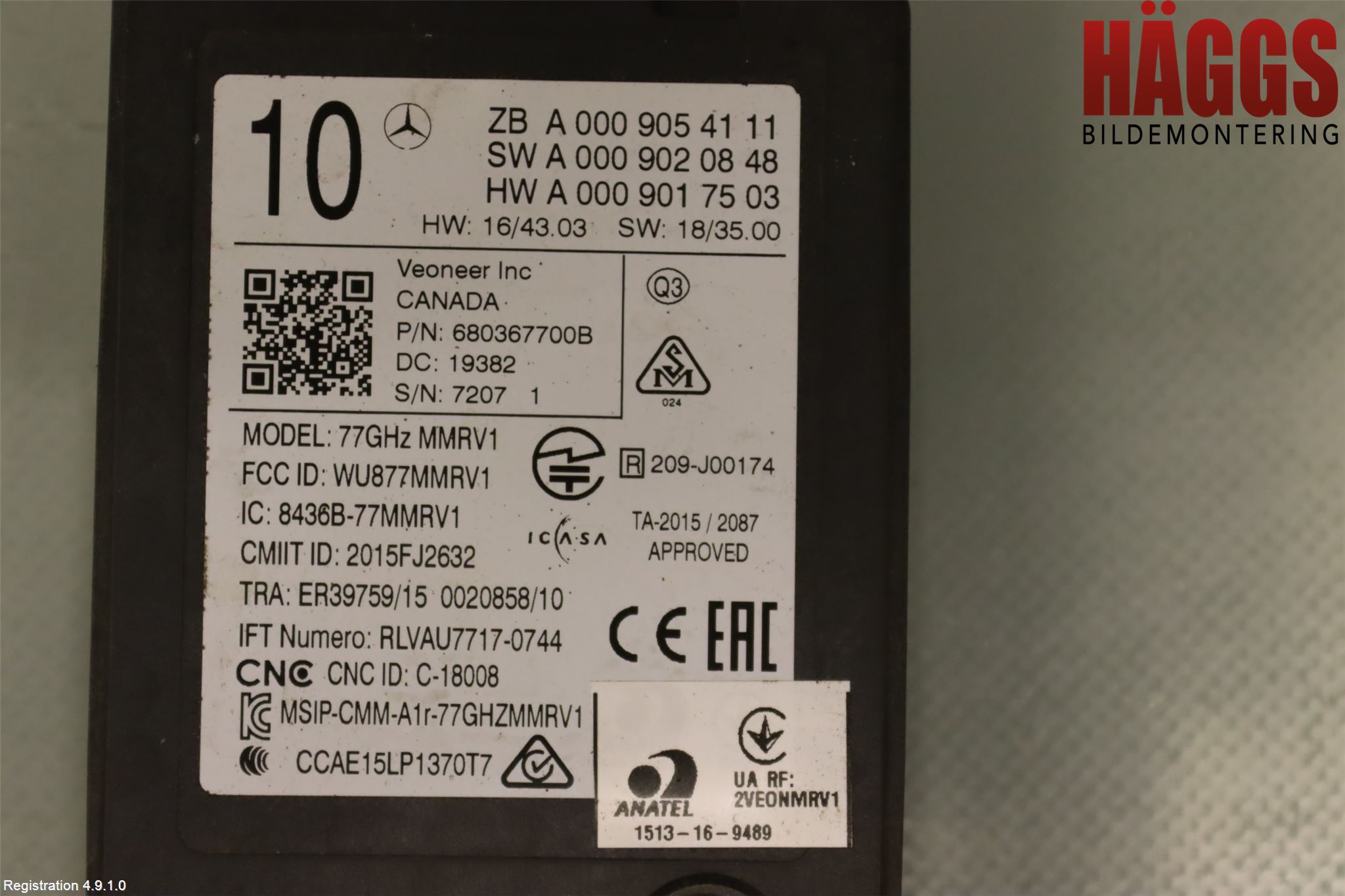 Mercedes-Benz MB C-KLASS (W205) 14-21 Sensor Aktivt Kollisionsskydd