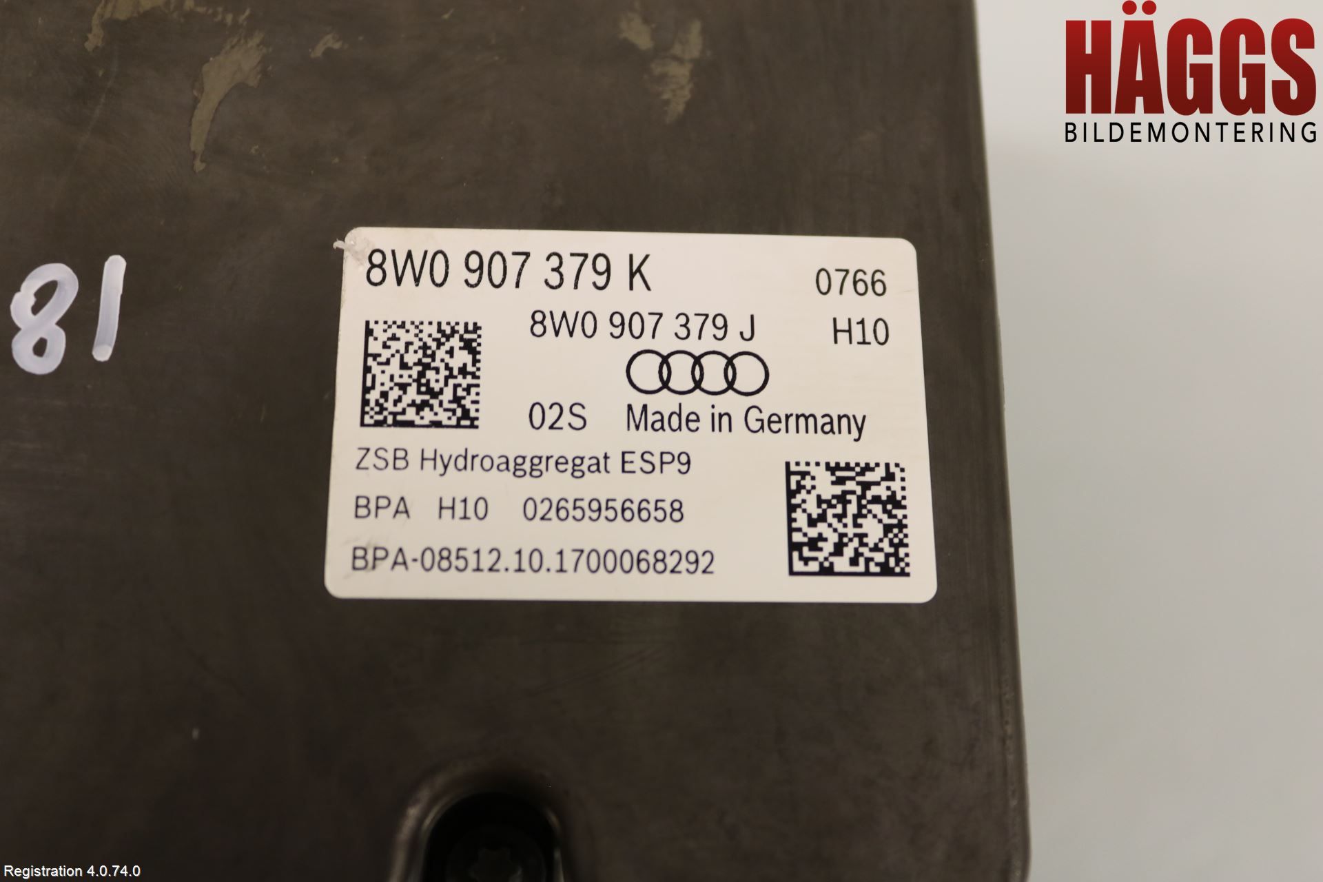 Audi A4/S4 B9 16-19 Abs Hydraulaggregat