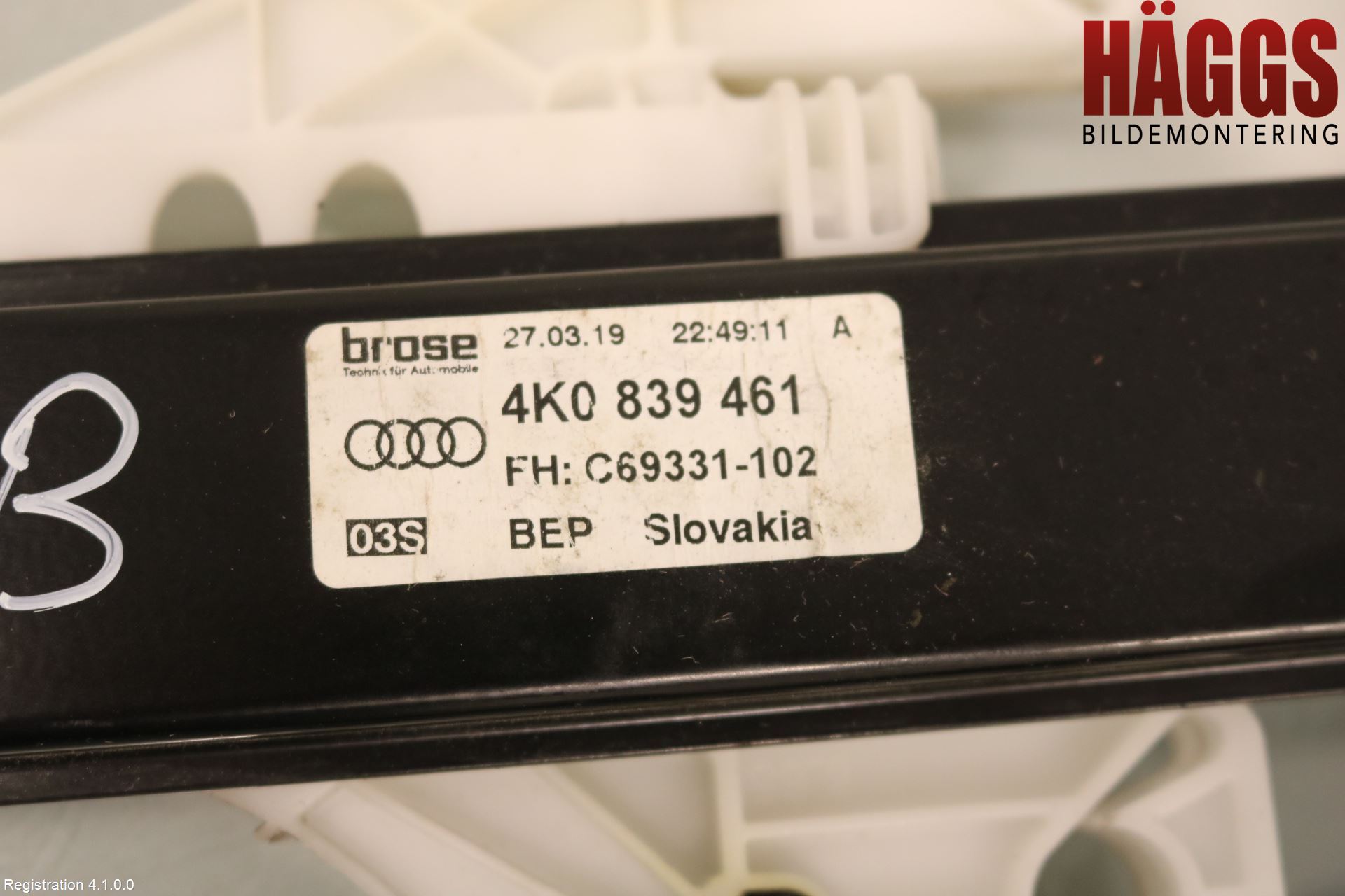 Audi A6 F2/C8 19- Fönsterhissmekanism