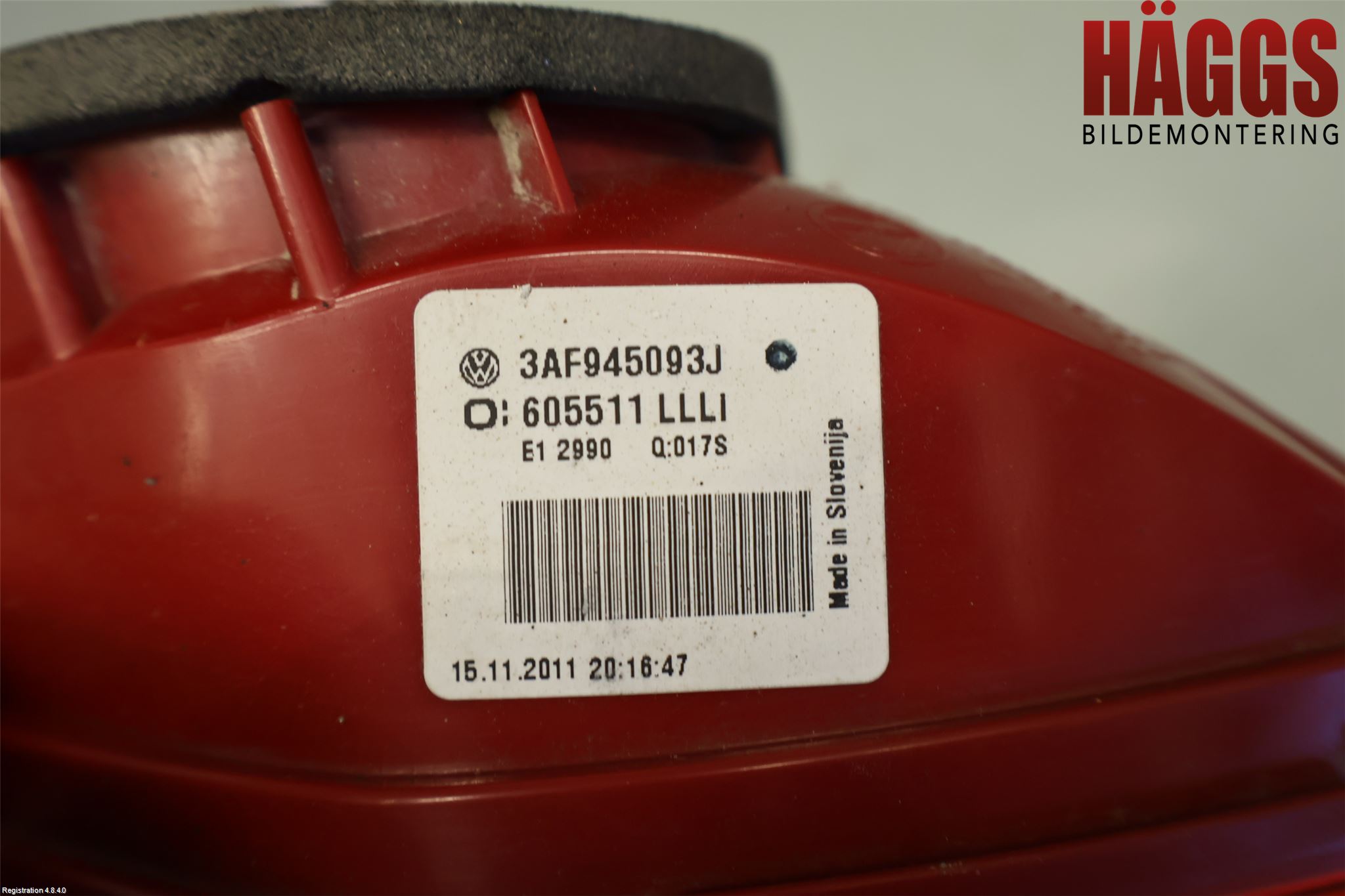 Volkswagen VW PASSAT 11-14 Bakljus Lucka Vä
