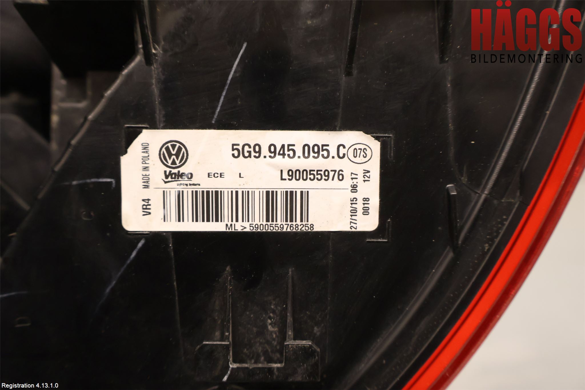 Volkswagen VW GOLF / E-GOLF VII 13-20 Bakljus Vänster