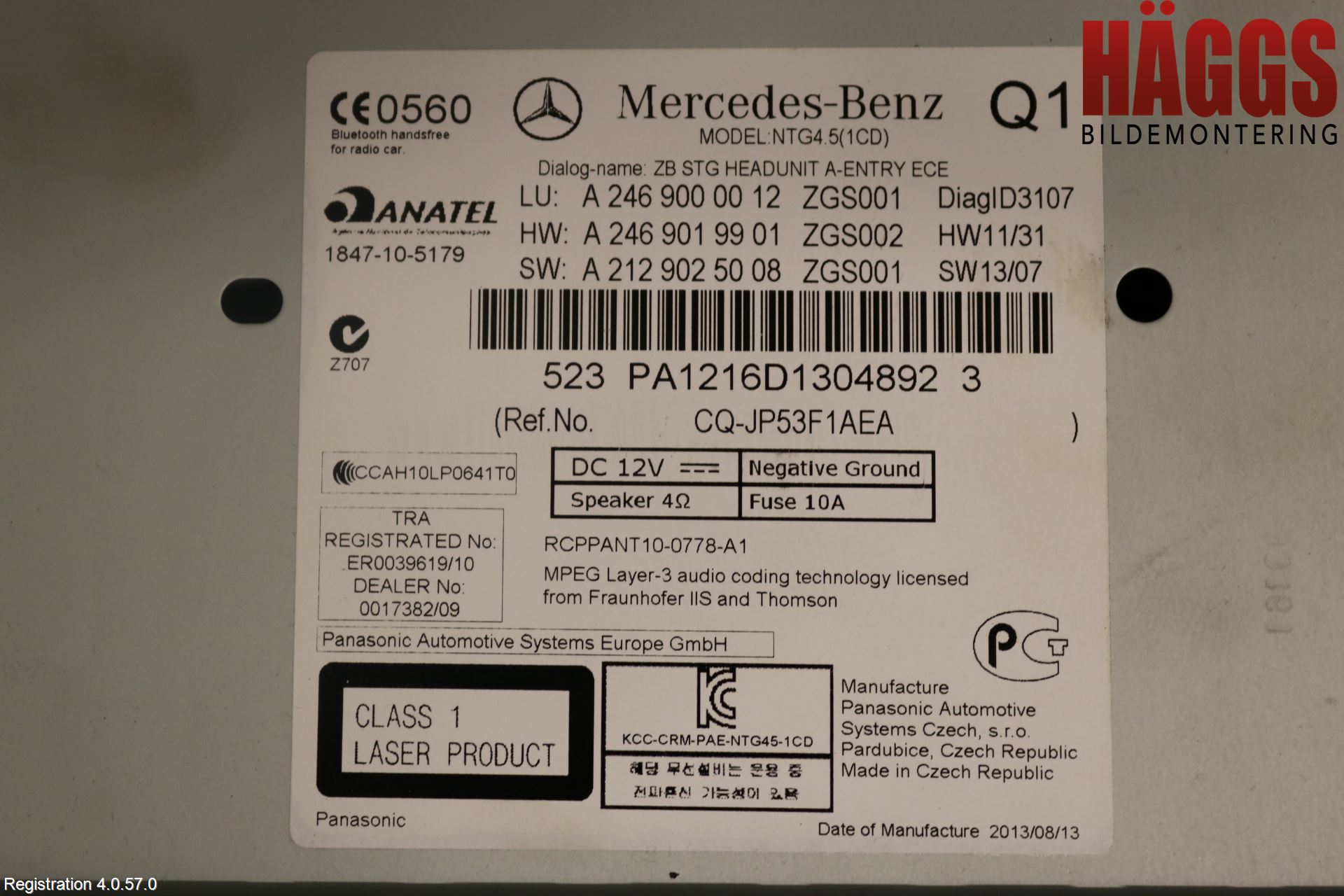 Mercedes-Benz MB A-KLASS (W176) 13-18 Cd Radio - Multimediapanel
