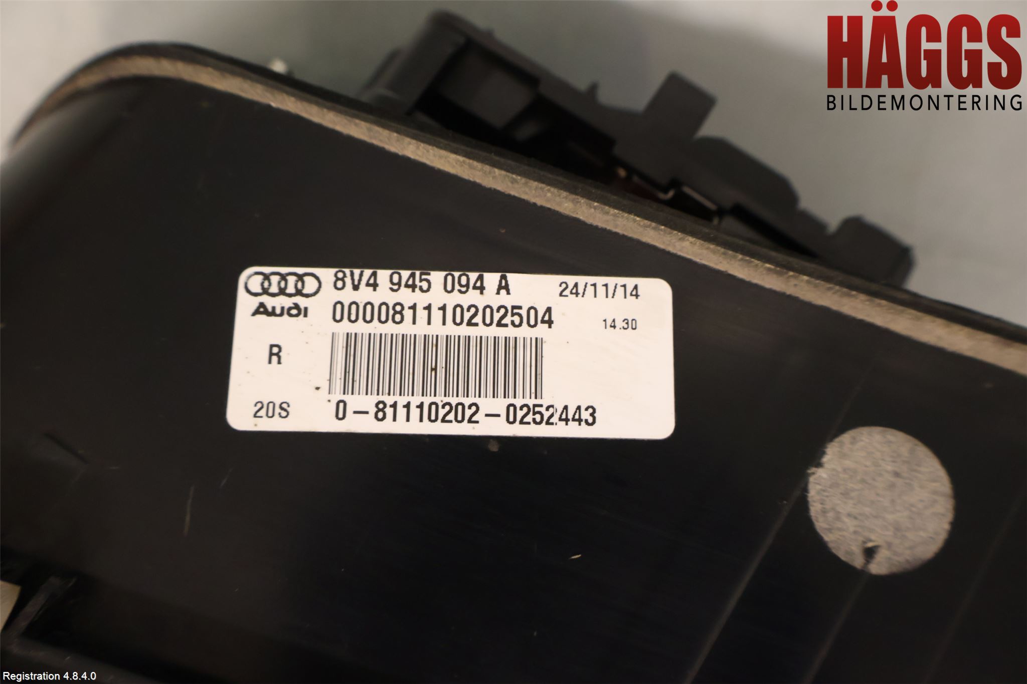 Audi A3/S3 8V 13-20 Bakljus Lucka Hö