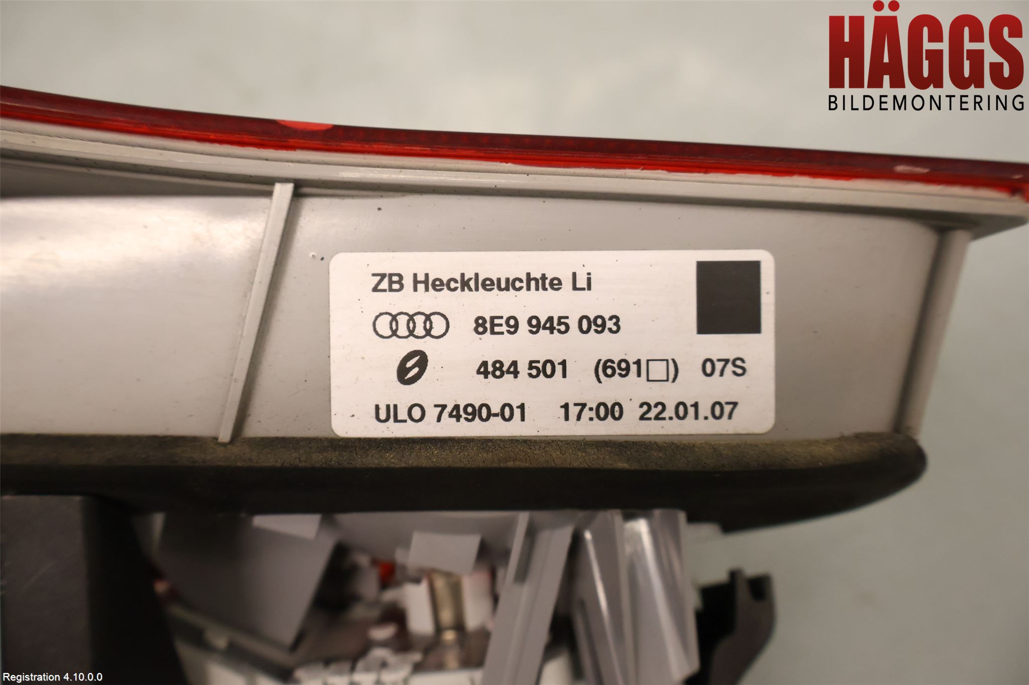 Audi A4/S4 05-07 Bakljus Lucka Vä