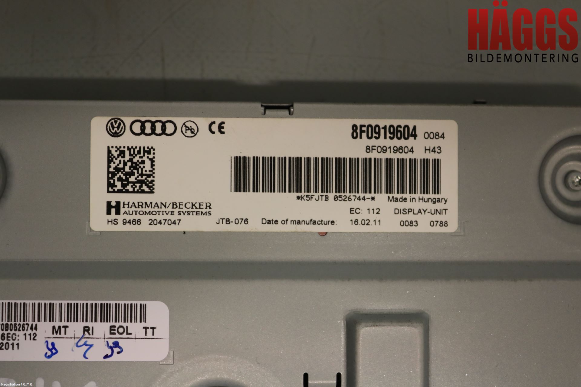 Audi A4/S4 08-11 Bildskärm