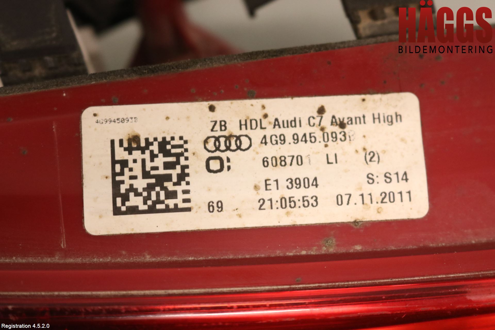 Audi A6/S6 4G 11-18 Bakljus Lucka Vä